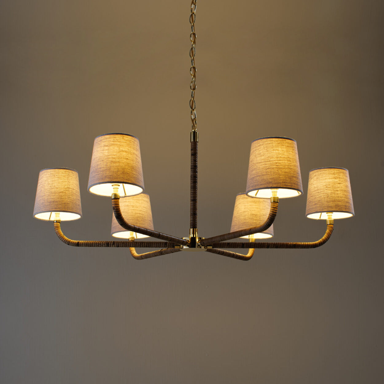 Holden Avdoria Lustre en Tissu et Canne Doré Industriel Vintage - Neutralighting
