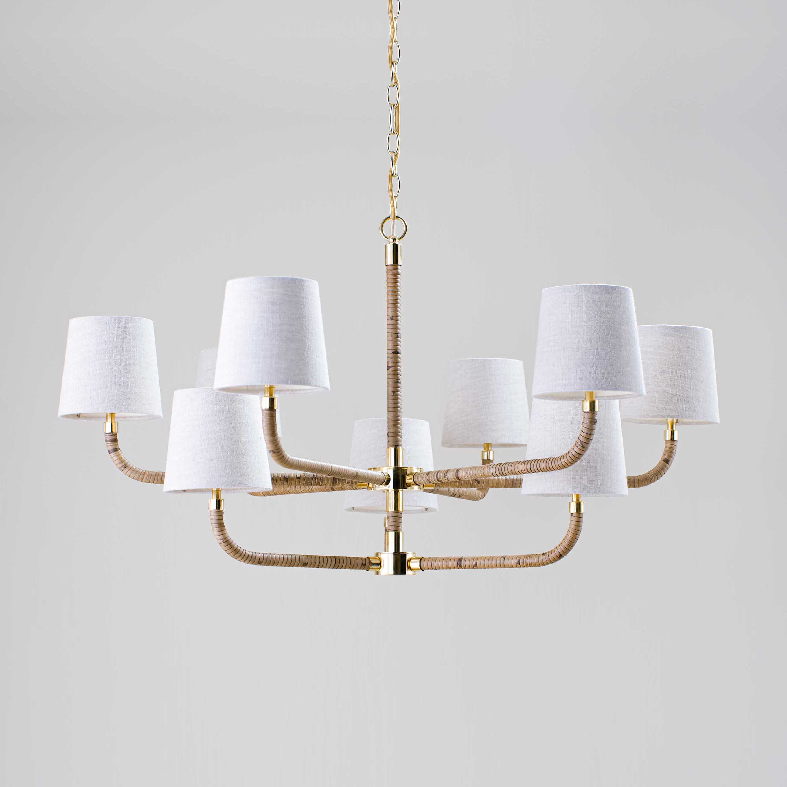 Holden Avdoria Lustre en Tissu et Canne Doré Industriel Vintage - Neutralighting