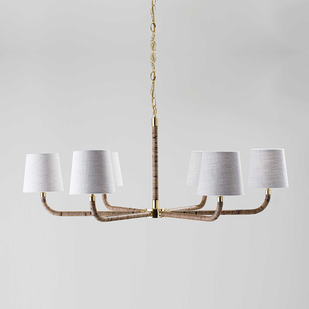 Holden Avdoria Lustre en Tissu et Canne Doré Industriel Vintage - Neutralighting
