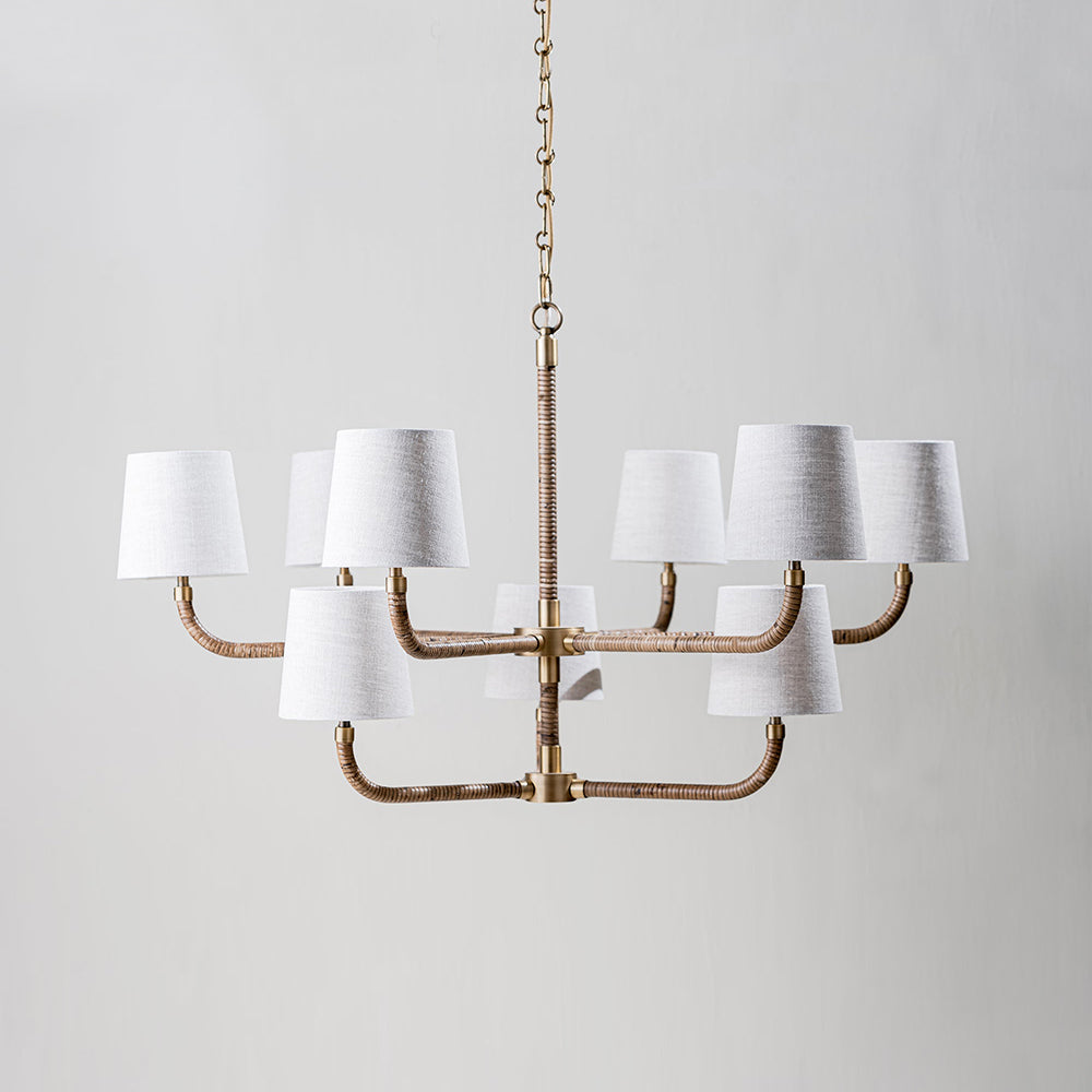 Holden Avdoria Lustre en Tissu et Canne Doré Industriel Vintage - Neutralighting