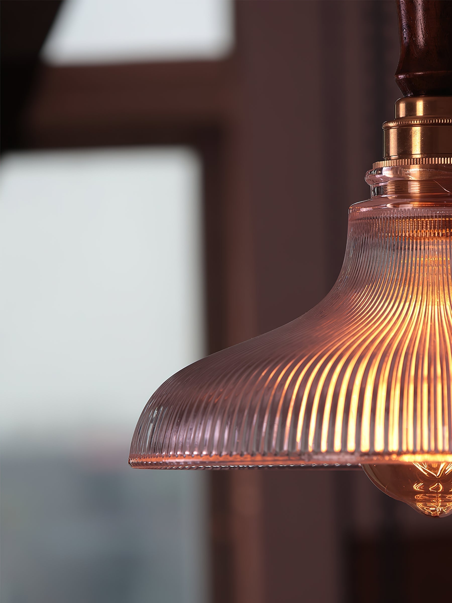 Zomiror Modern Minimalist Holophane Brass Glass Pendant Light - Lamp Copper