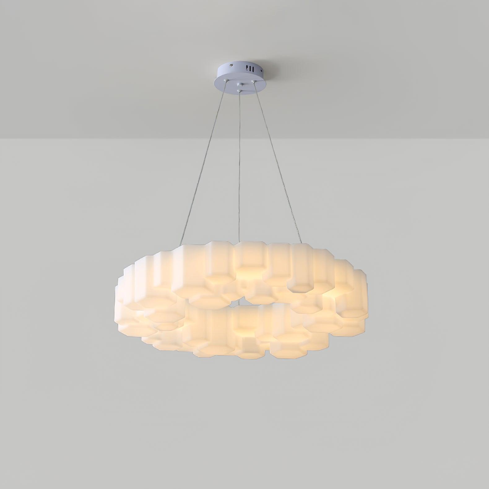 Lustra Chandelier Rayon de Miel Polycarbonate Blanc Brillant - Neutralighting