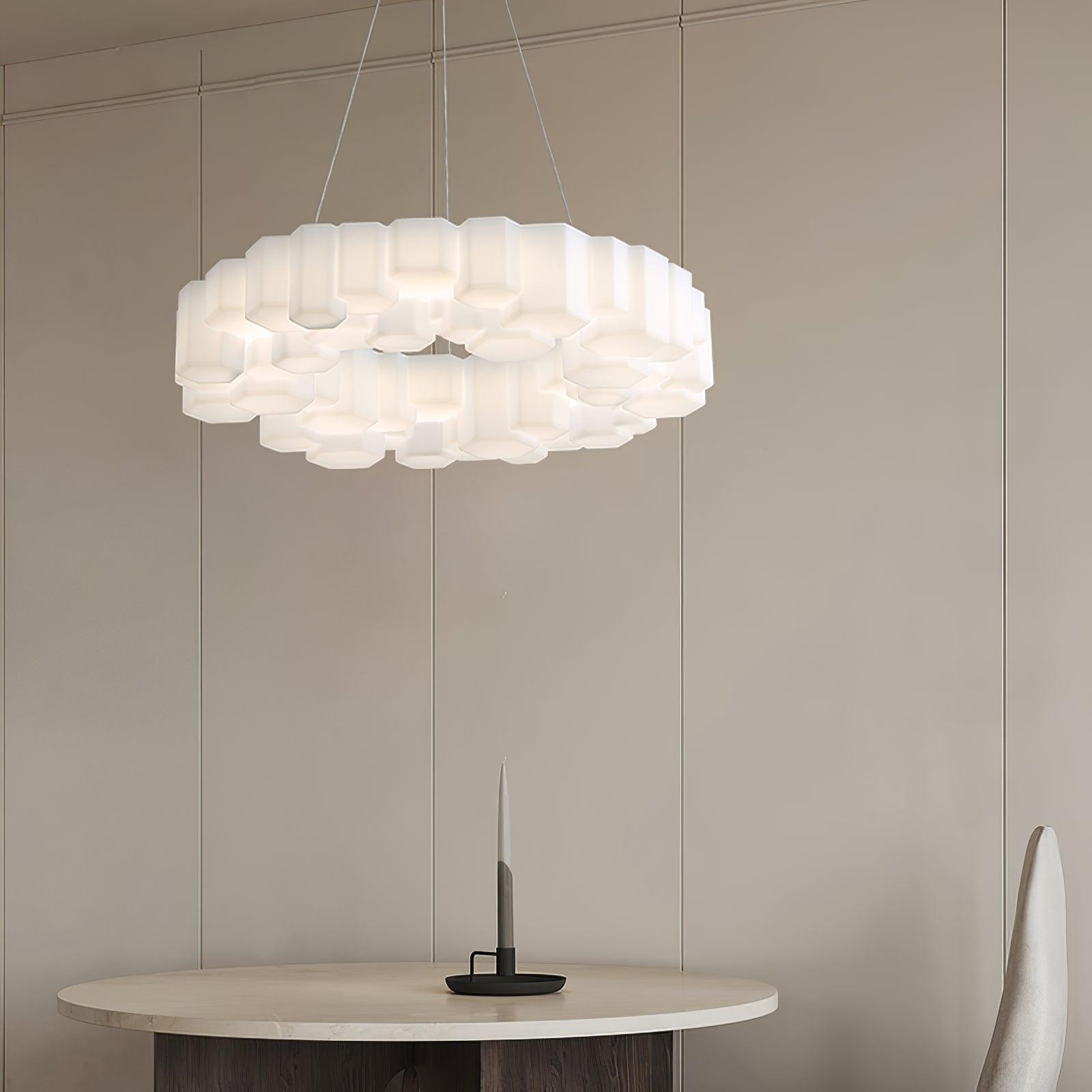 Lustra Chandelier Rayon de Miel Polycarbonate Blanc Brillant - Neutralighting