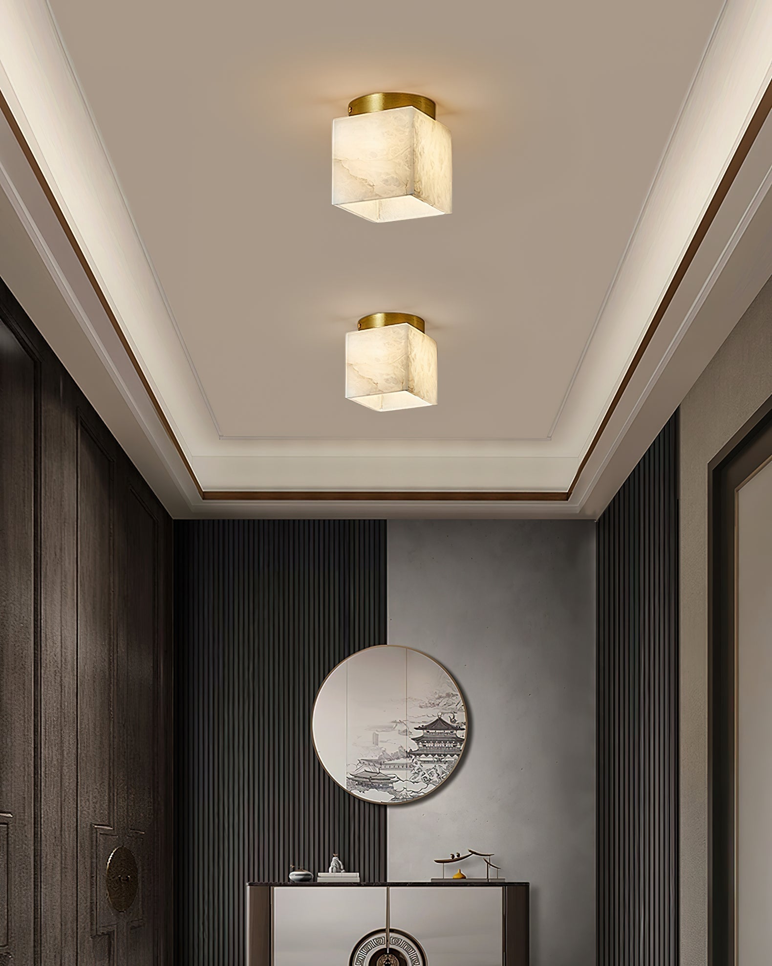 Usilia Lampe Plafonnier Laiton Albâtre Minimaliste Moderne - Neutralighting