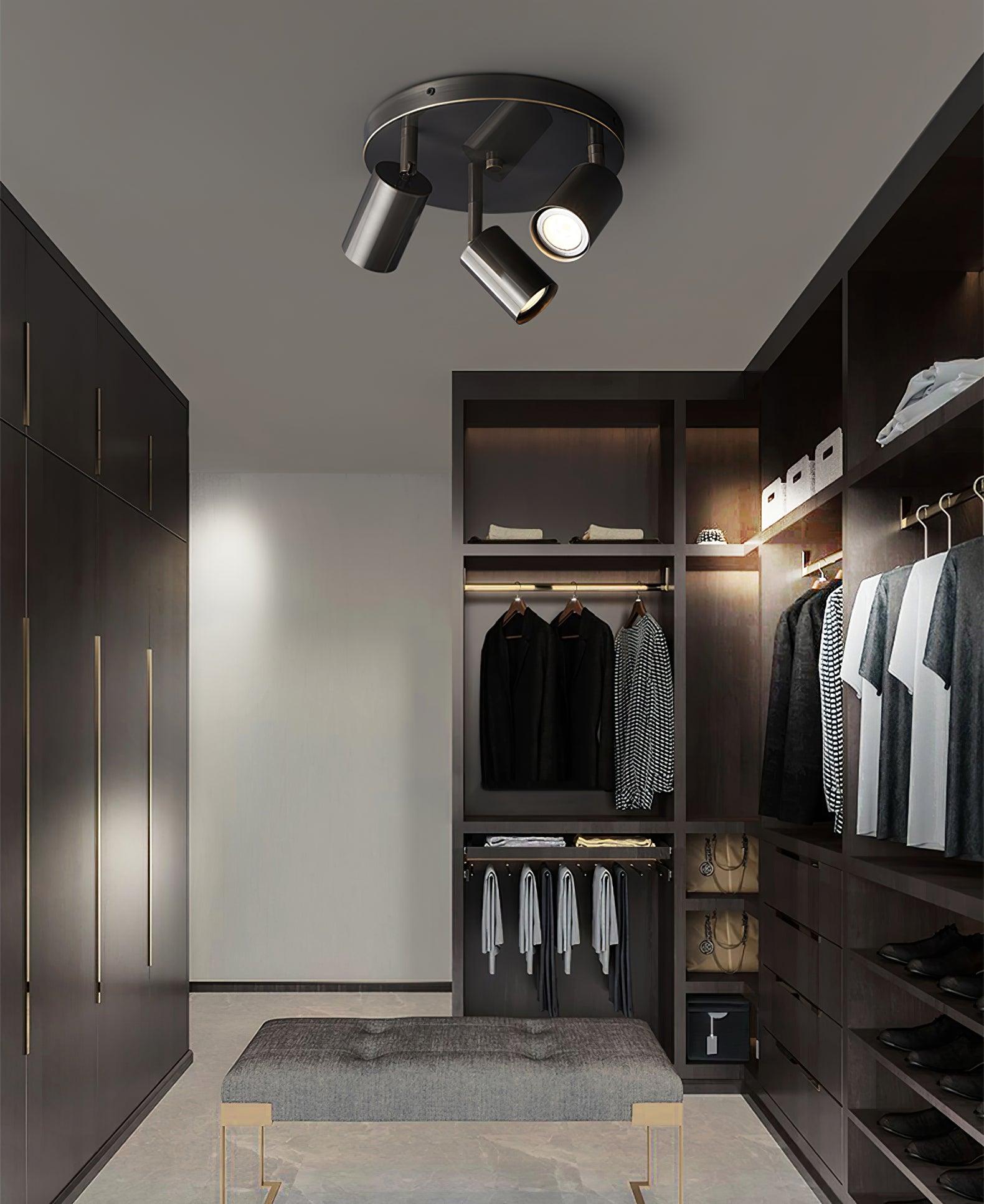 Solara Ceiling Lamp Brass Cylinder Adjustable Contemporary - Neutralighting