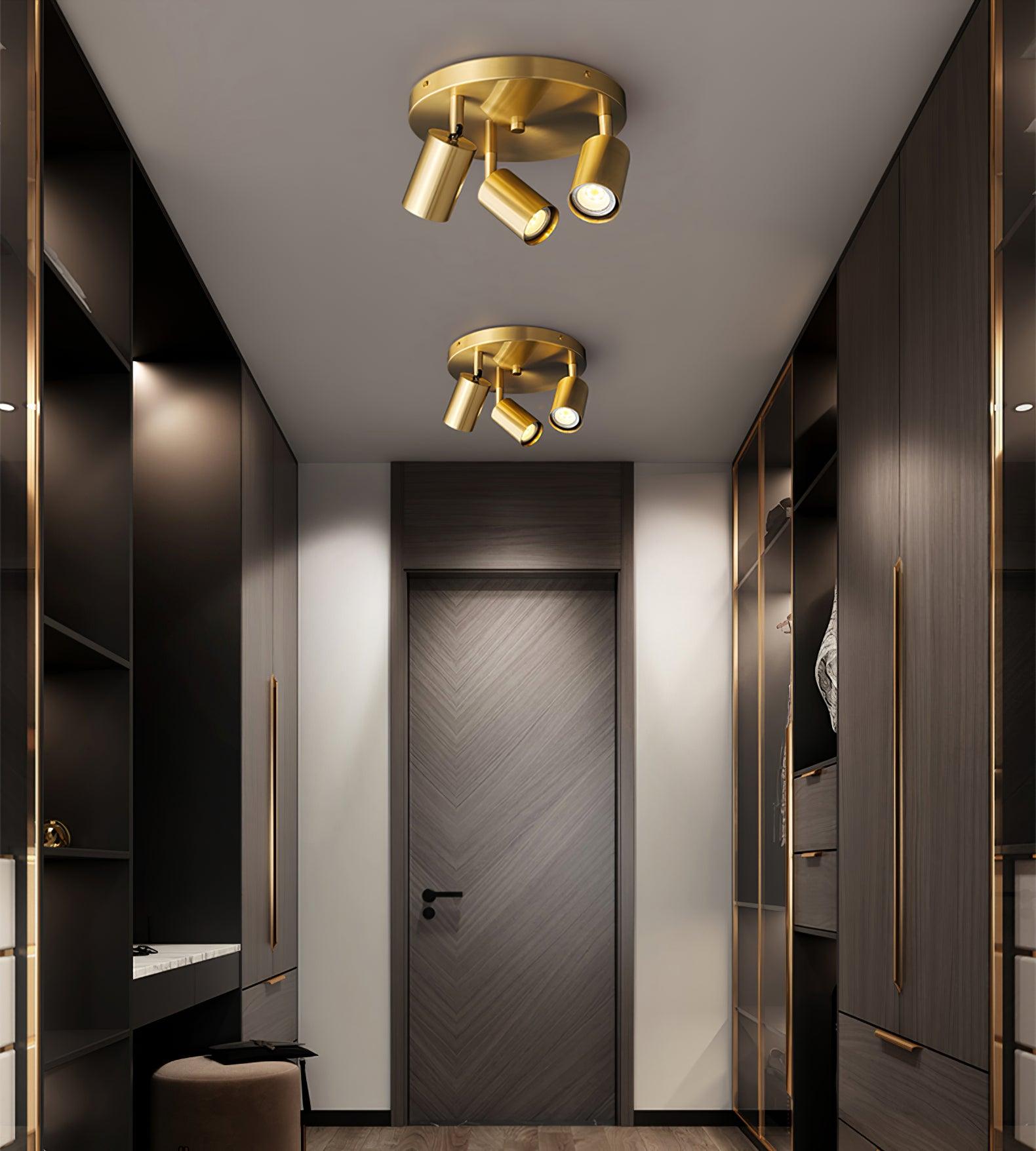 Solara Ceiling Lamp Brass Cylinder Adjustable Contemporary - Neutralighting