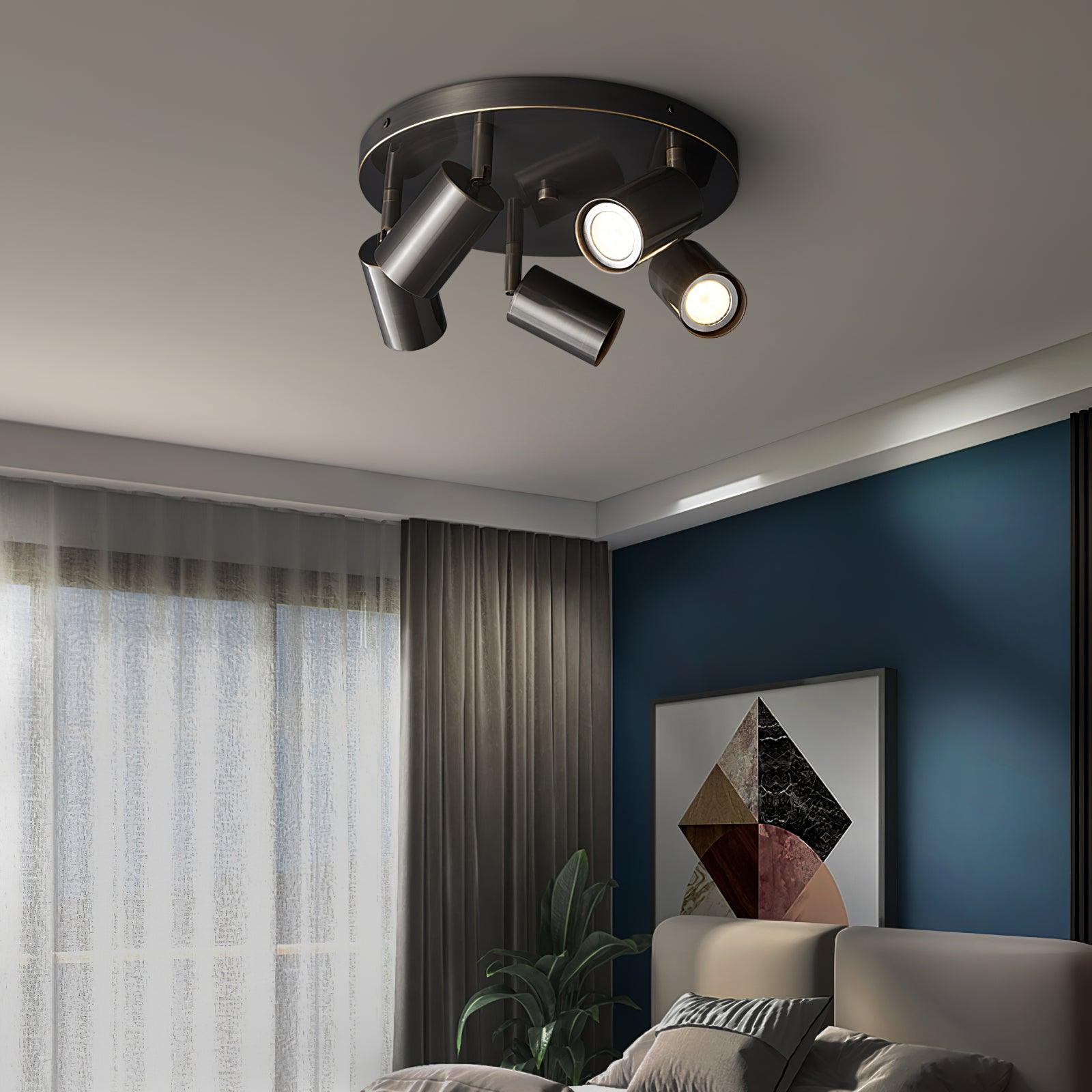 Solara Ceiling Lamp Brass Cylinder Adjustable Contemporary - Neutralighting