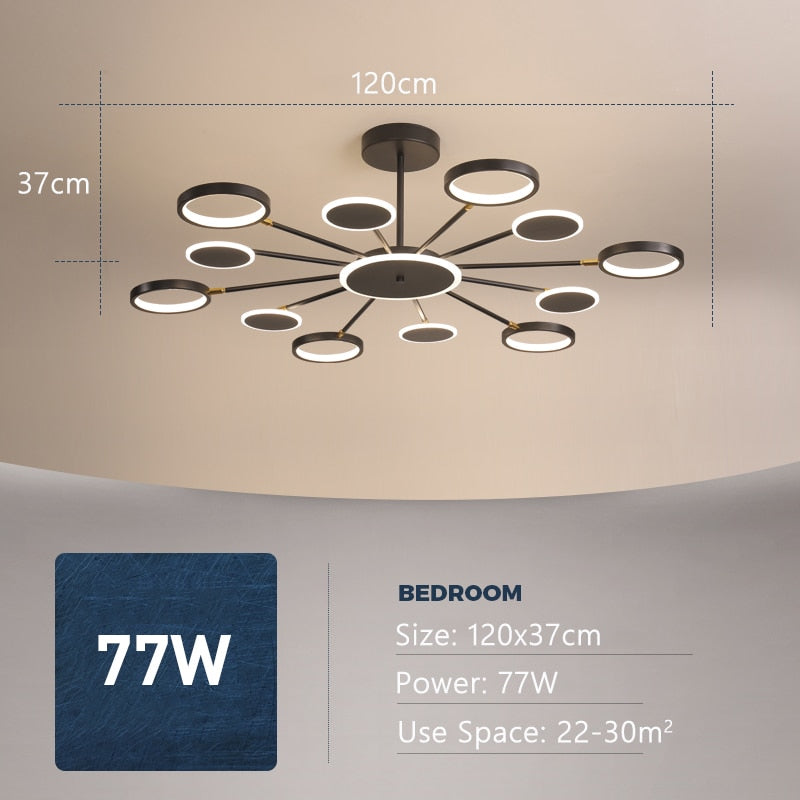 Moderne Suspension Multi Contemporaine, Metal/Acrylique, Noir Mat, Salon - Neutralighting