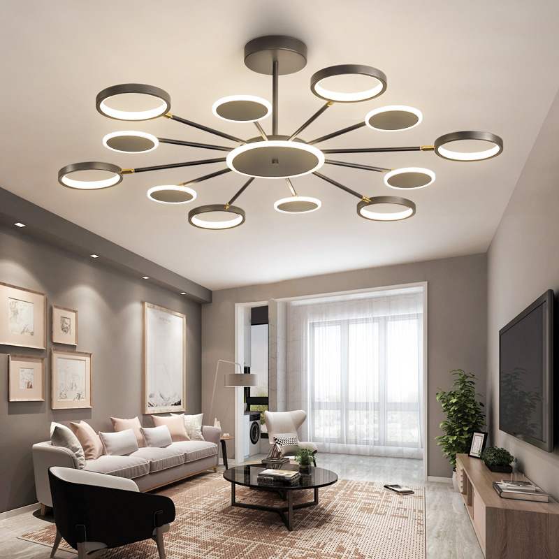 Moderne Suspension Multi Contemporaine, Metal/Acrylique, Noir Mat, Salon - Neutralighting