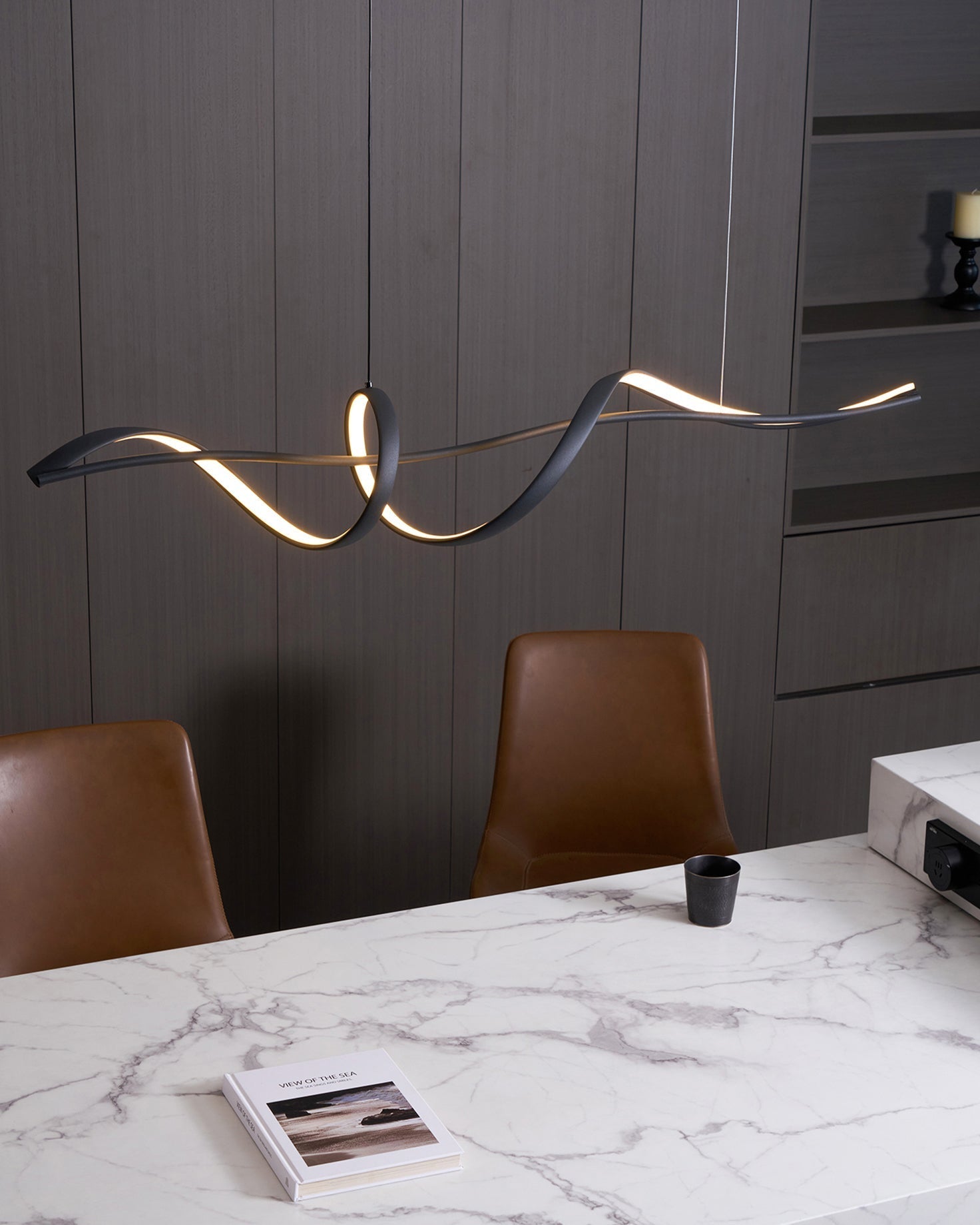 Aveline Suspension moderne LED Wave noire - Neutralighting