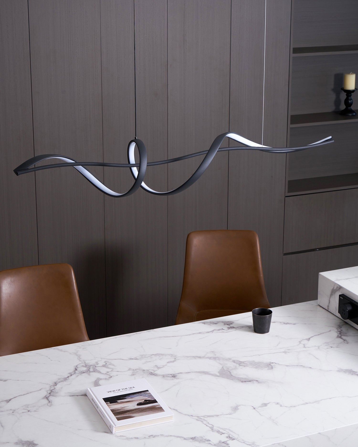 Aveline Suspension moderne LED Wave noire - Neutralighting
