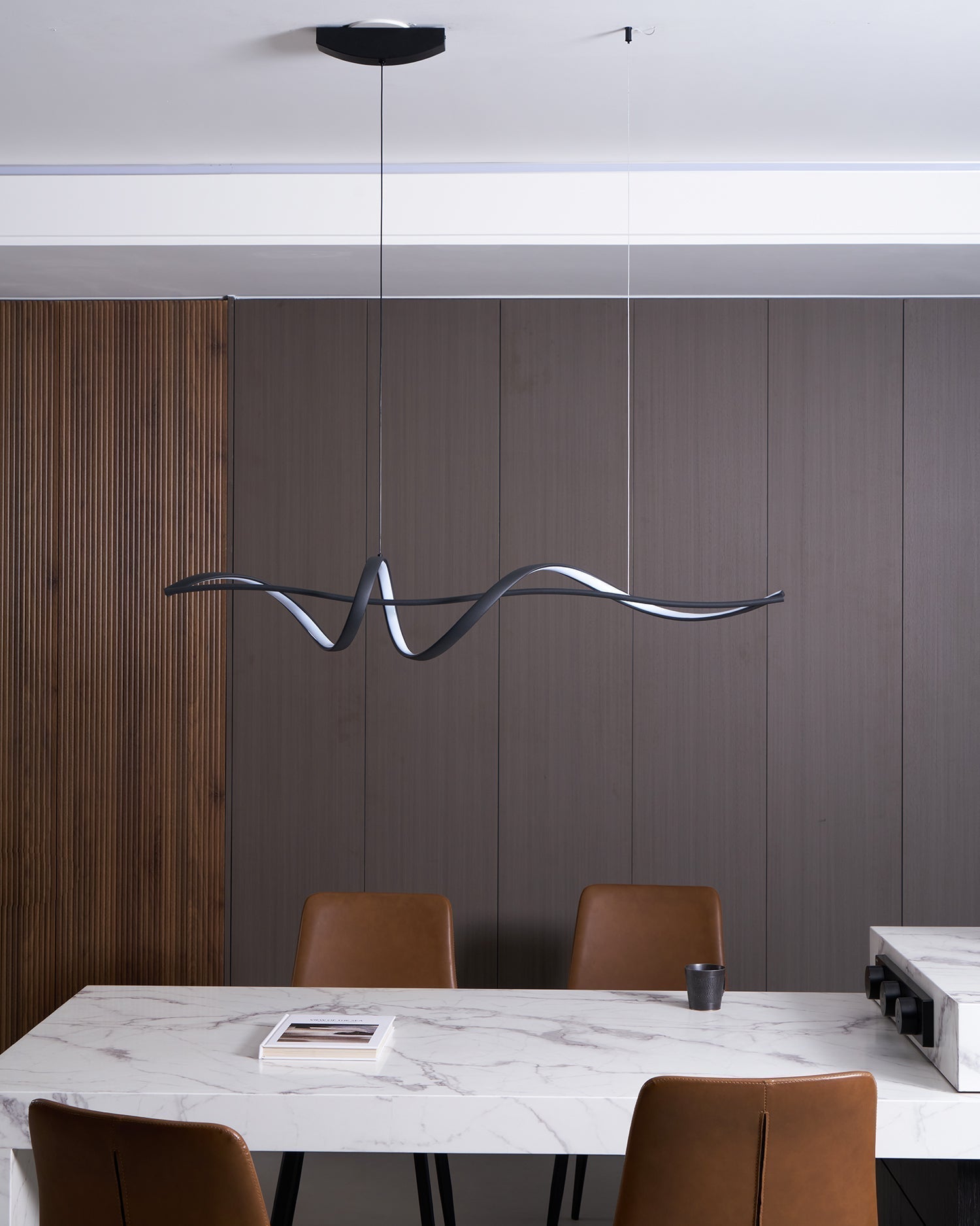 Aveline Suspension moderne LED Wave noire - Neutralighting