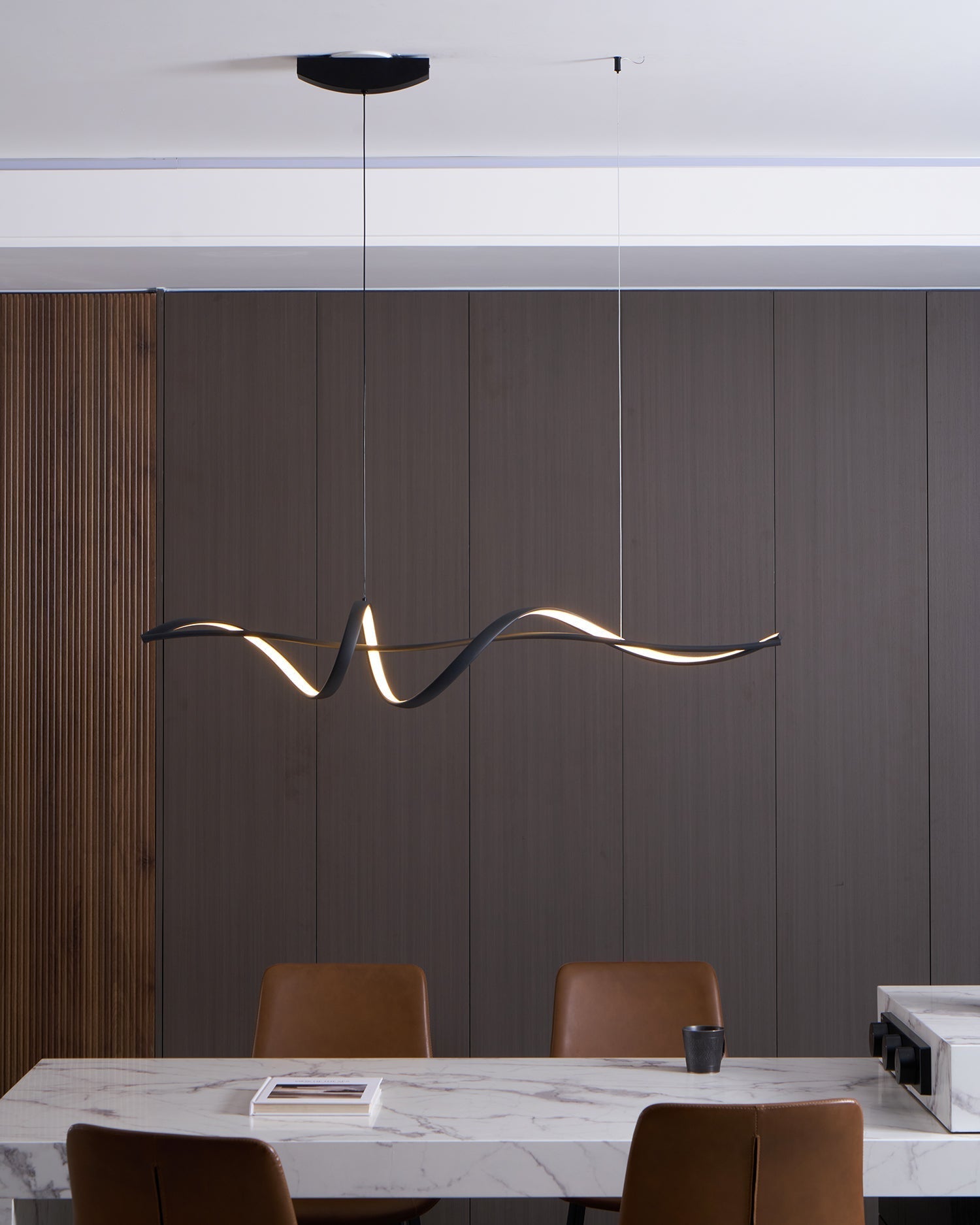 Aveline Suspension moderne LED Wave noire - Neutralighting