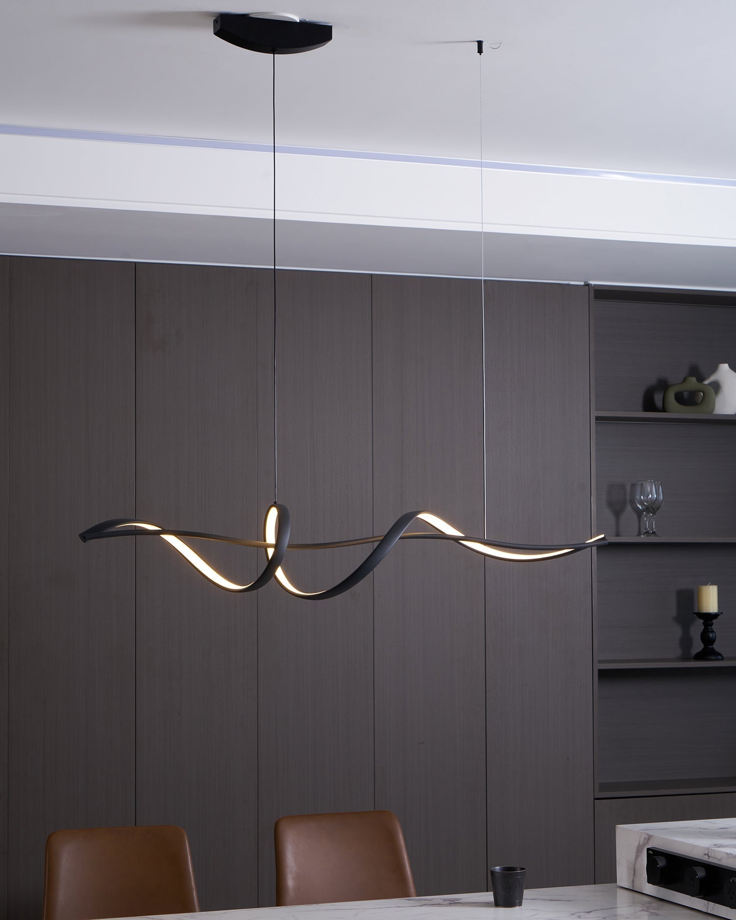 Aveline Suspension moderne LED Wave noire - Neutralighting