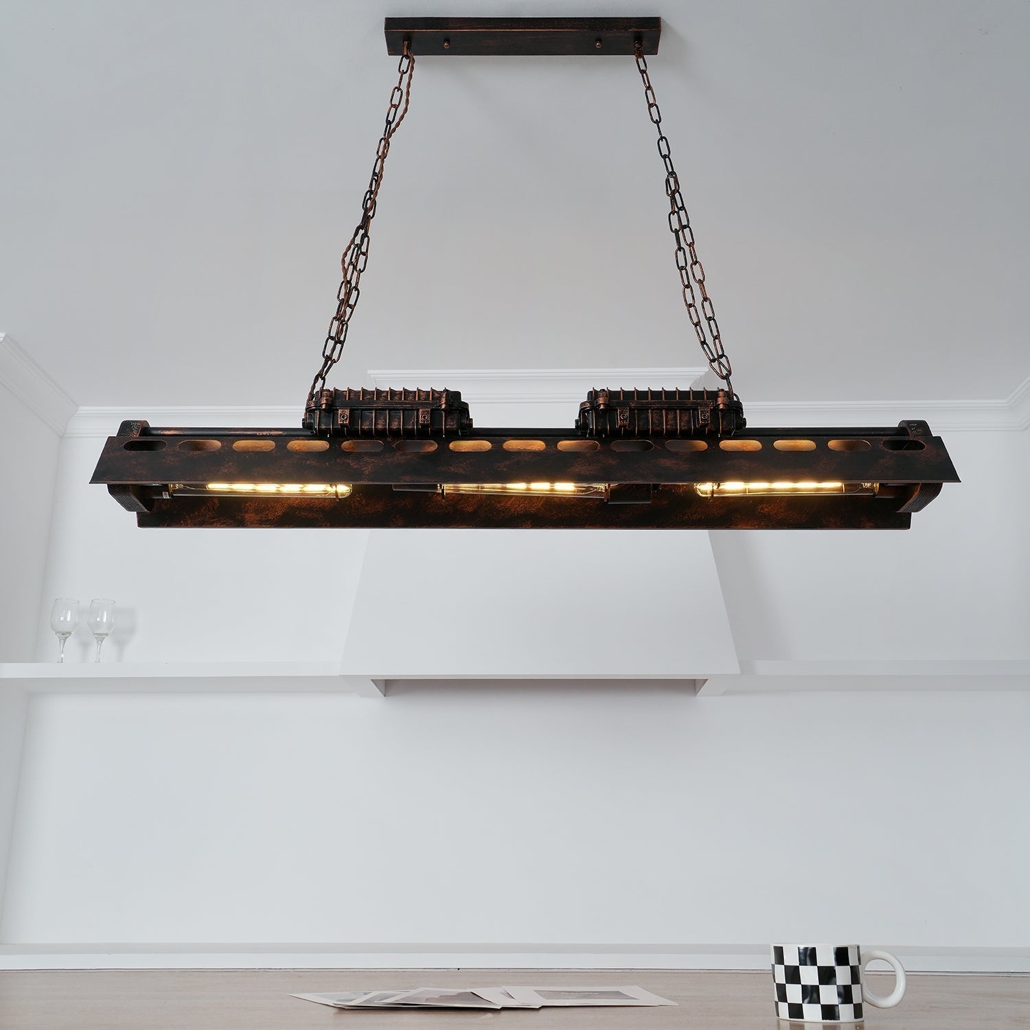 Lustra Chandelier Cadre Rectangulaire Industriel - Neutralighting