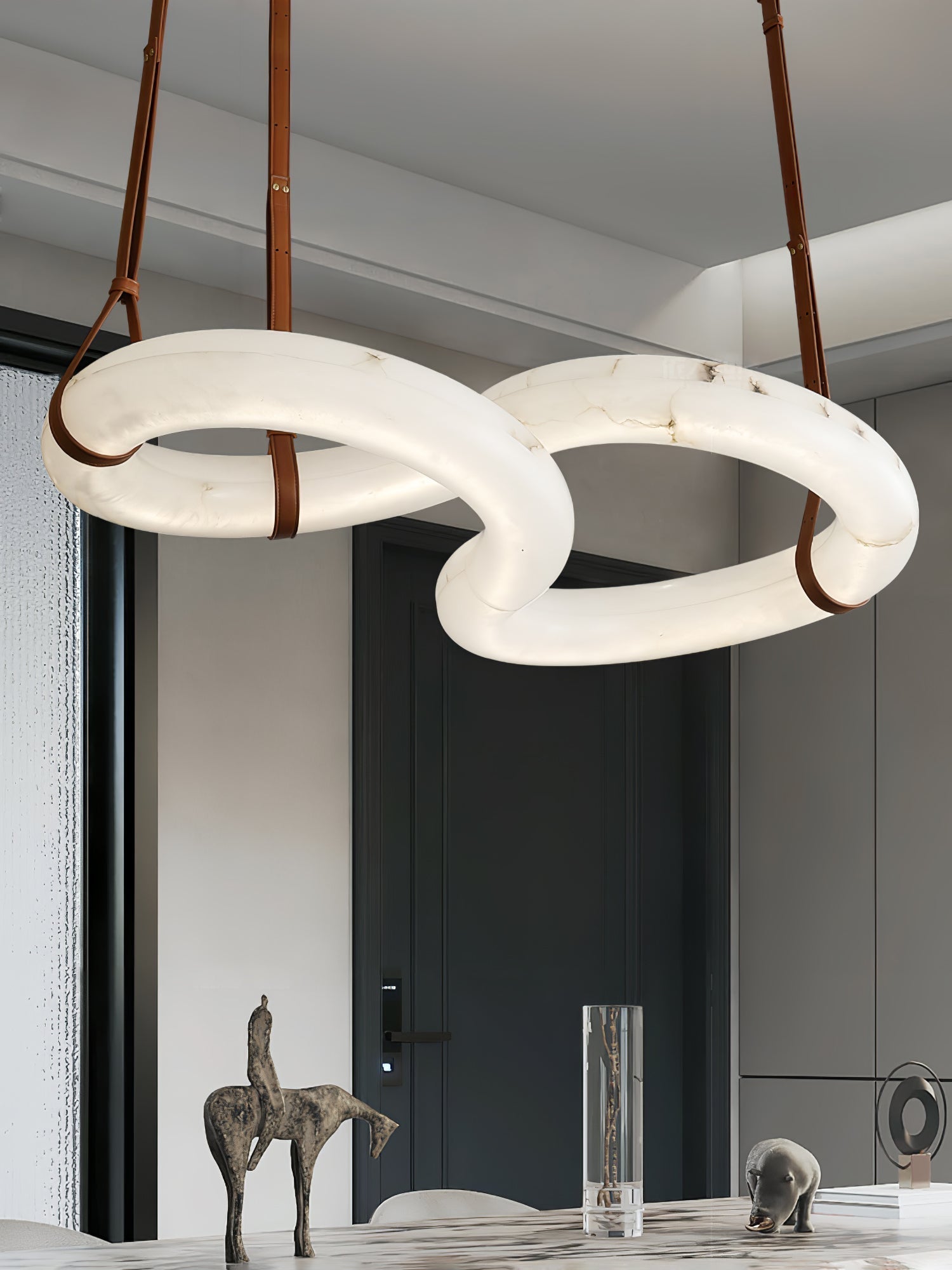 Althaen Postmodern Luxury Brown Alabaster Chandelier - Lamp Copper