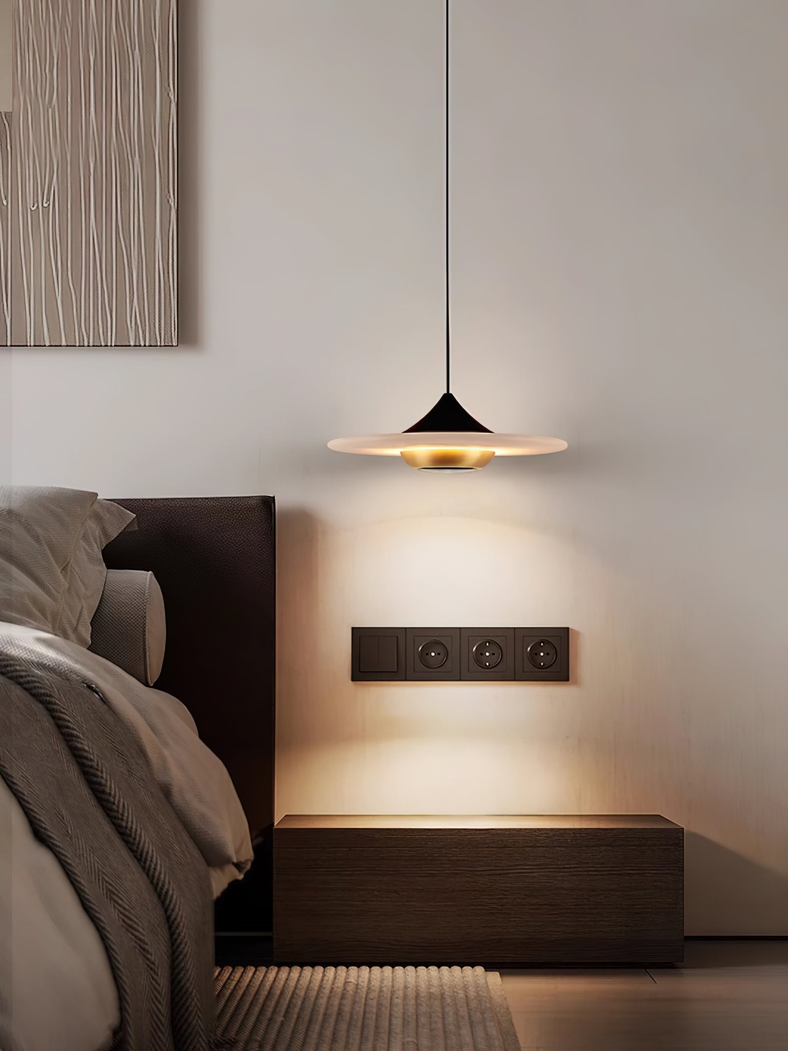Cimirora Modern Minimalist LED Alabaster Pendant Light - Lamp Copper
