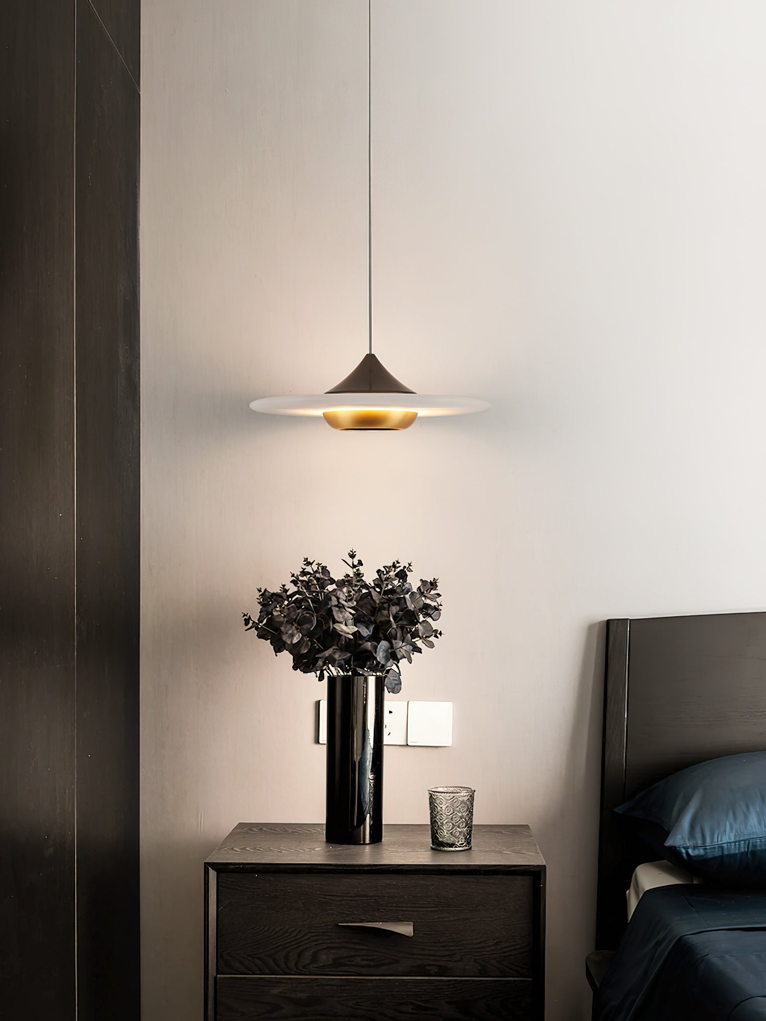 Cimirora Modern Minimalist LED Alabaster Pendant Light - Lamp Copper