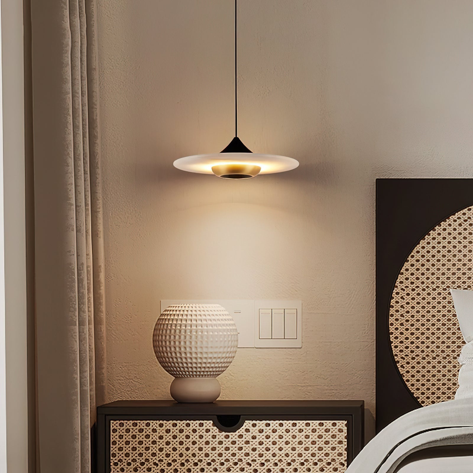 Cimirora Modern Minimalist LED Alabaster Pendant Light - Lamp Copper