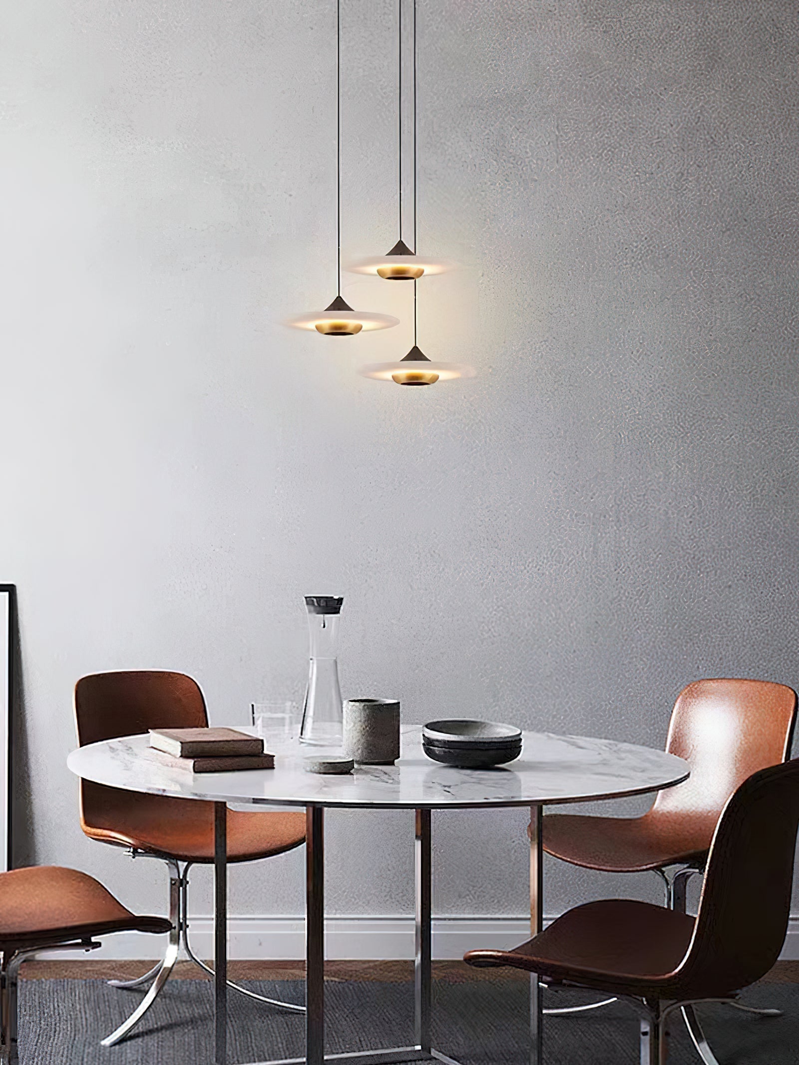 Cimirora Modern Minimalist LED Alabaster Pendant Light - Lamp Copper