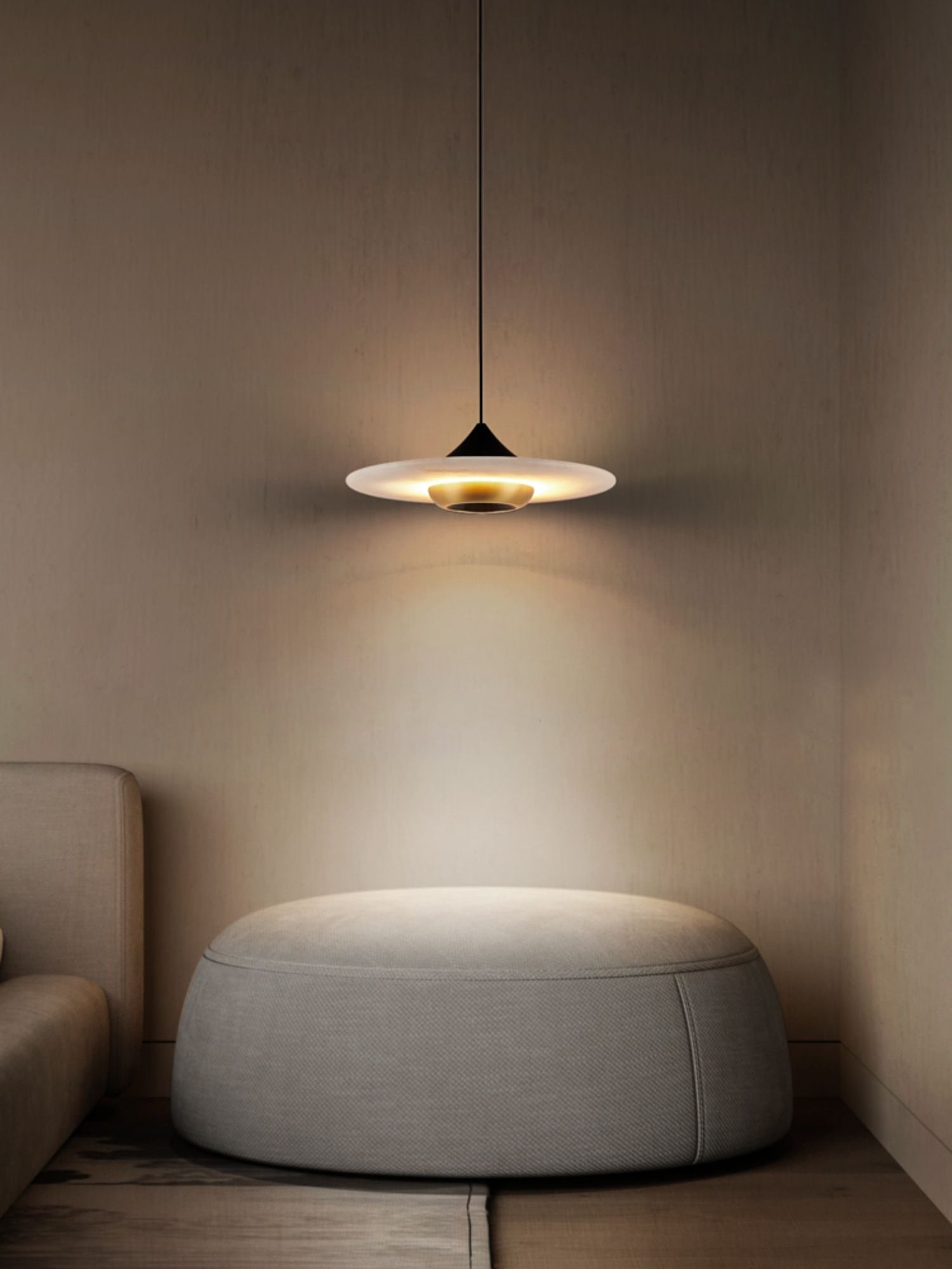 Cimirora Modern Minimalist LED Alabaster Pendant Light - Lamp Copper