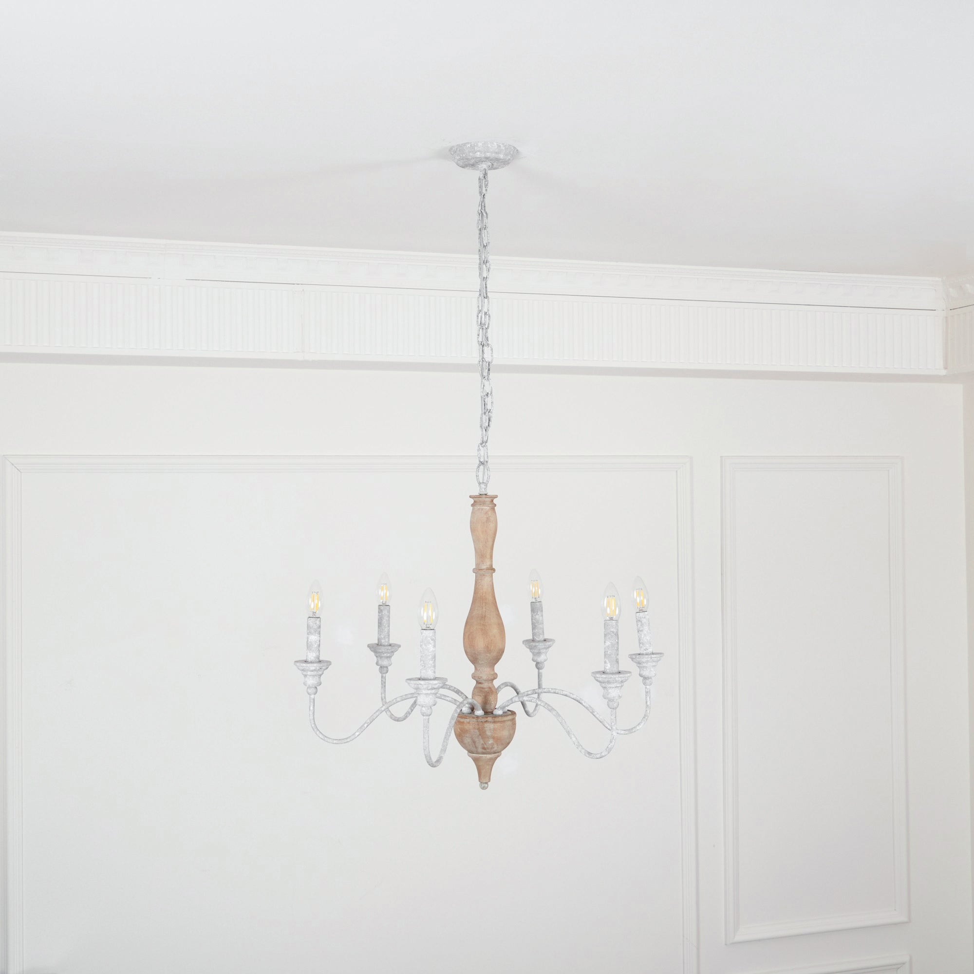 Eurloryra Lustre Bougie Sculpté à la Main Bois Vintage - Neutralighting