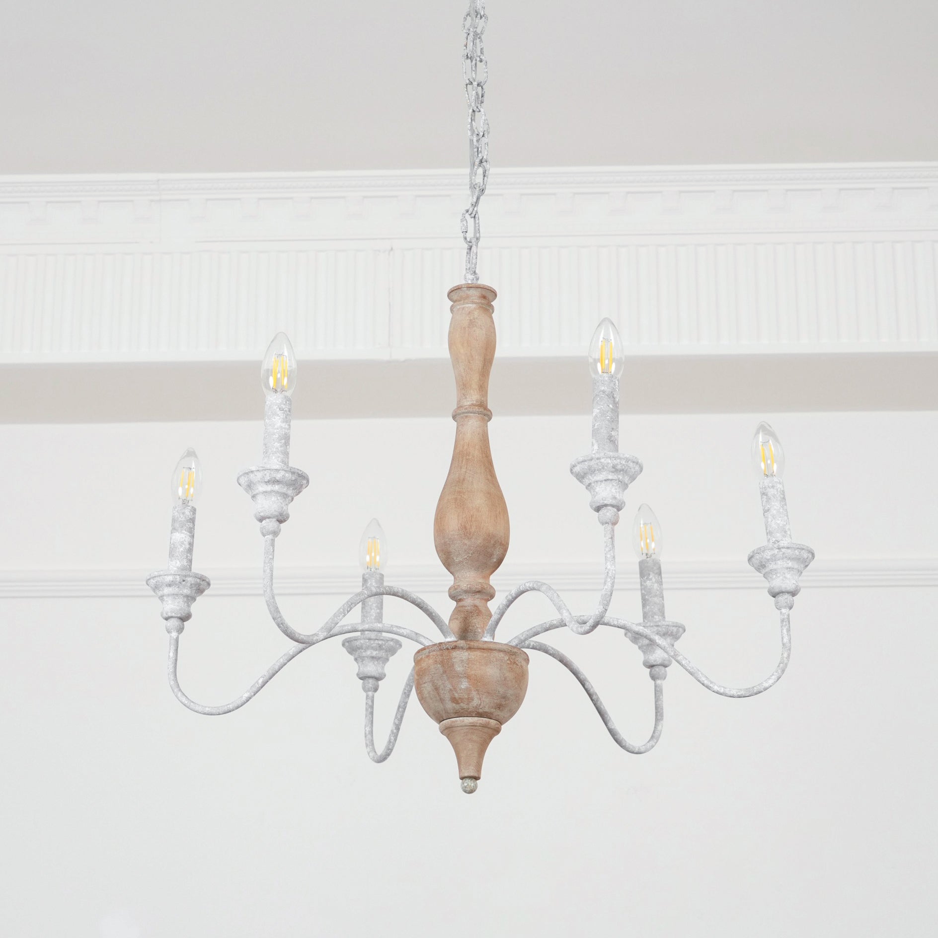 Eurloryra Lustre Bougie Sculpté à la Main Bois Vintage - Neutralighting