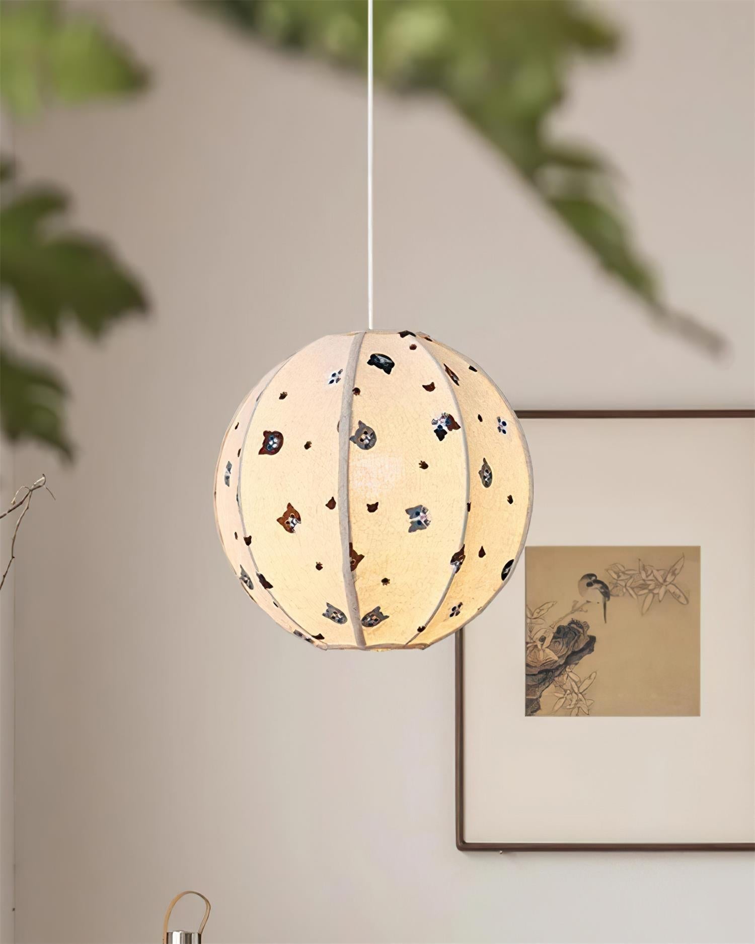 Jayne Suspension Lampe en Tissu Motif Chat Fantaisiste - Neutralighting
