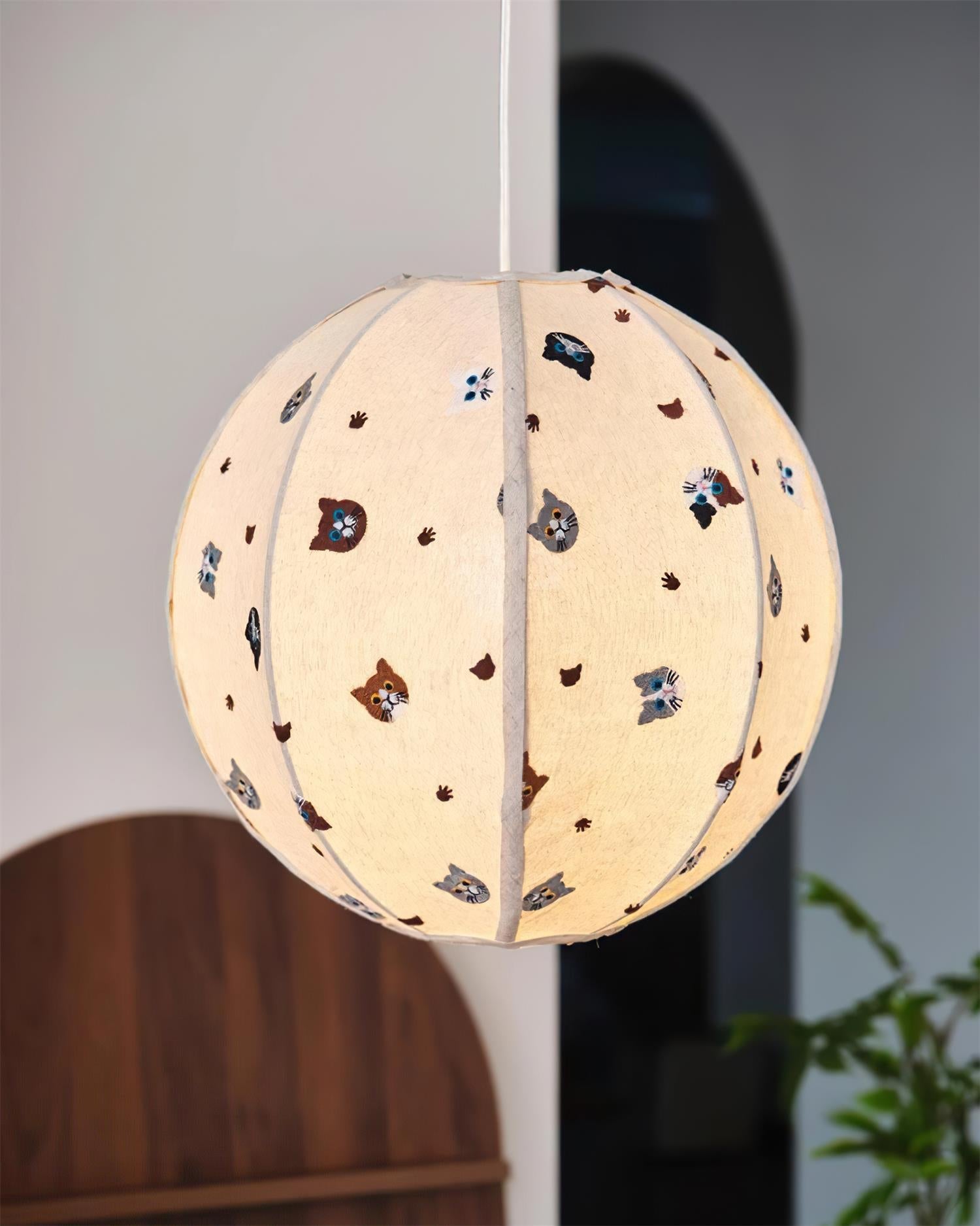 Jayne Suspension Lampe en Tissu Motif Chat Fantaisiste - Neutralighting