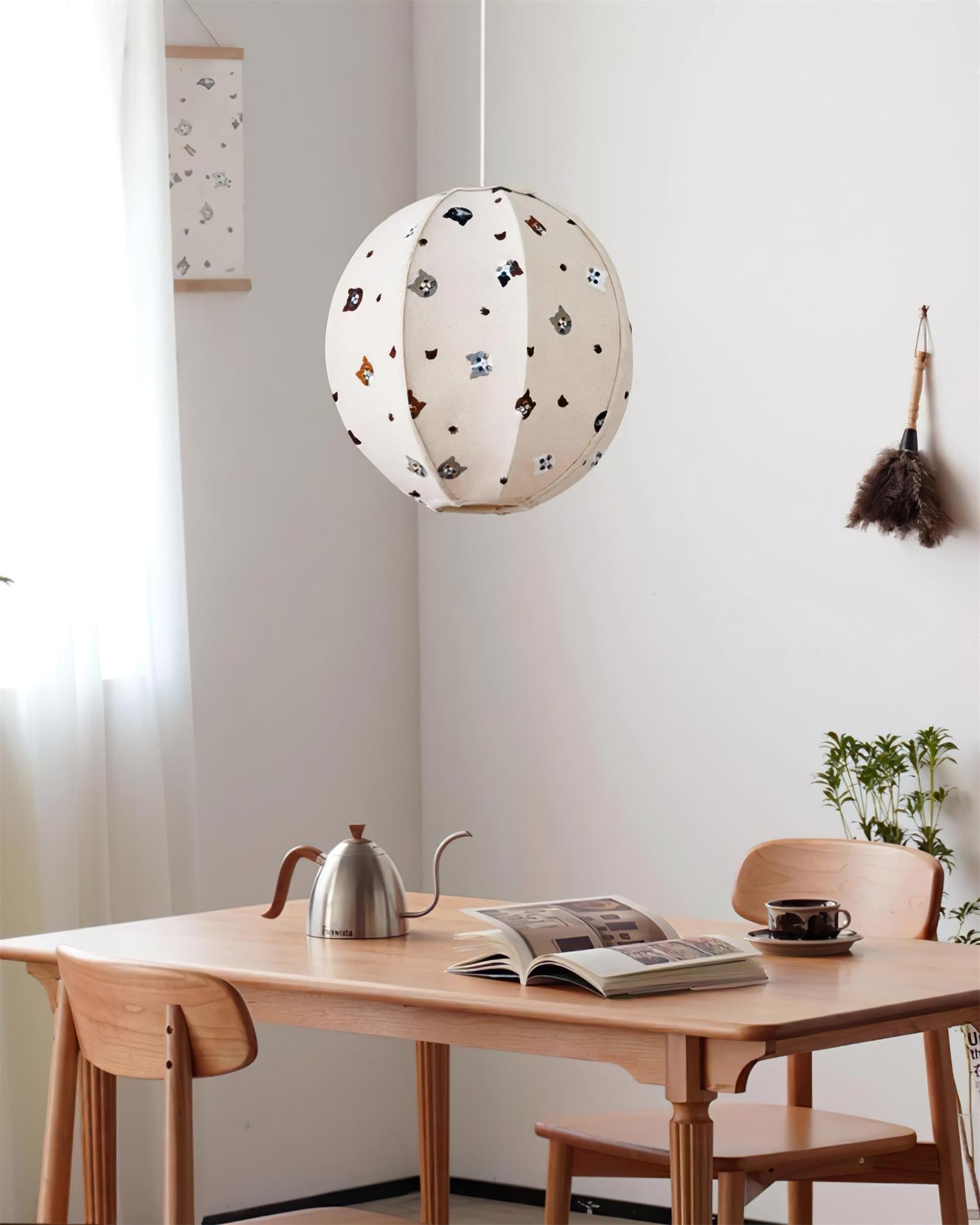 Jayne Suspension Lampe en Tissu Motif Chat Fantaisiste - Neutralighting