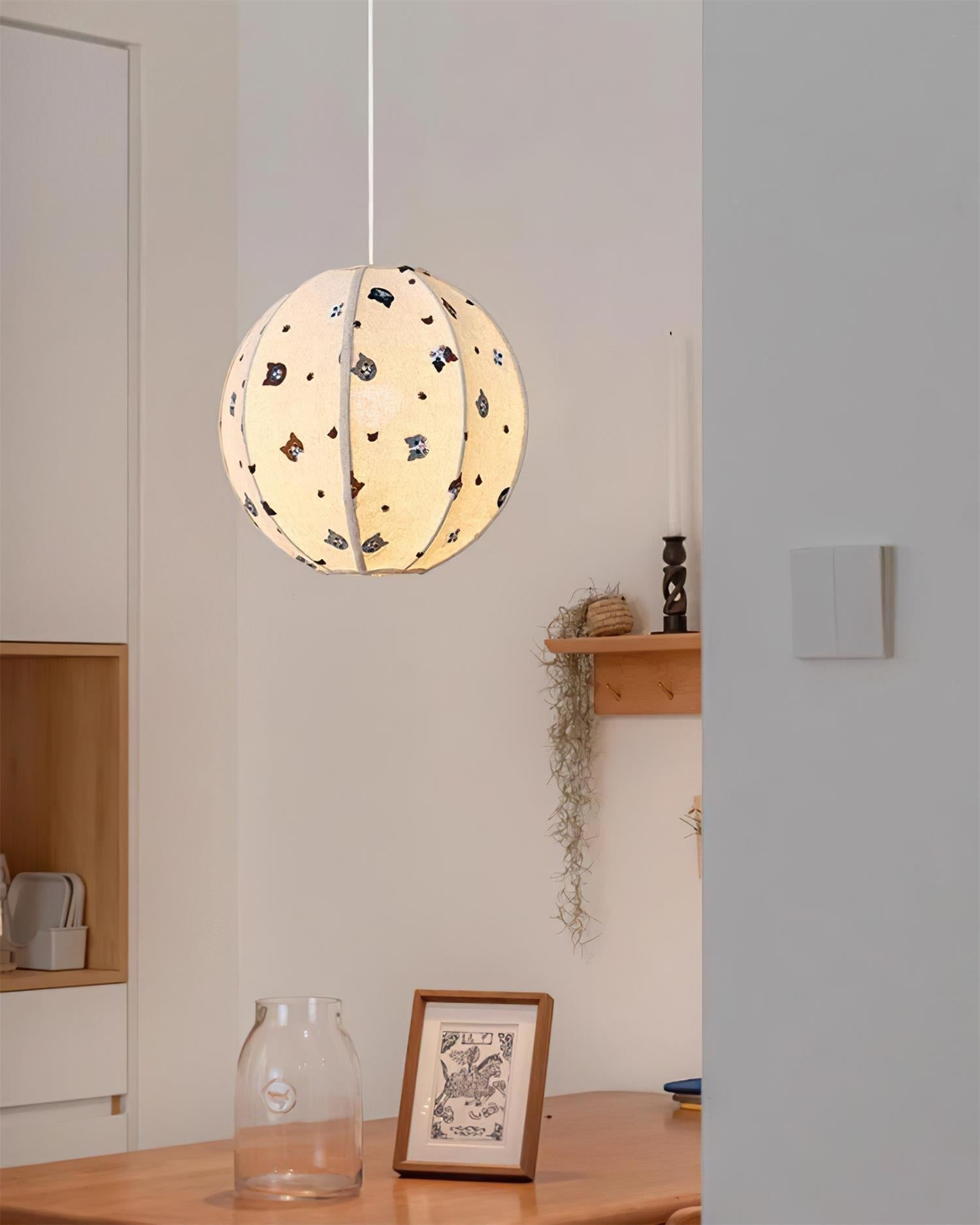 Jayne Suspension Lampe en Tissu Motif Chat Fantaisiste - Neutralighting