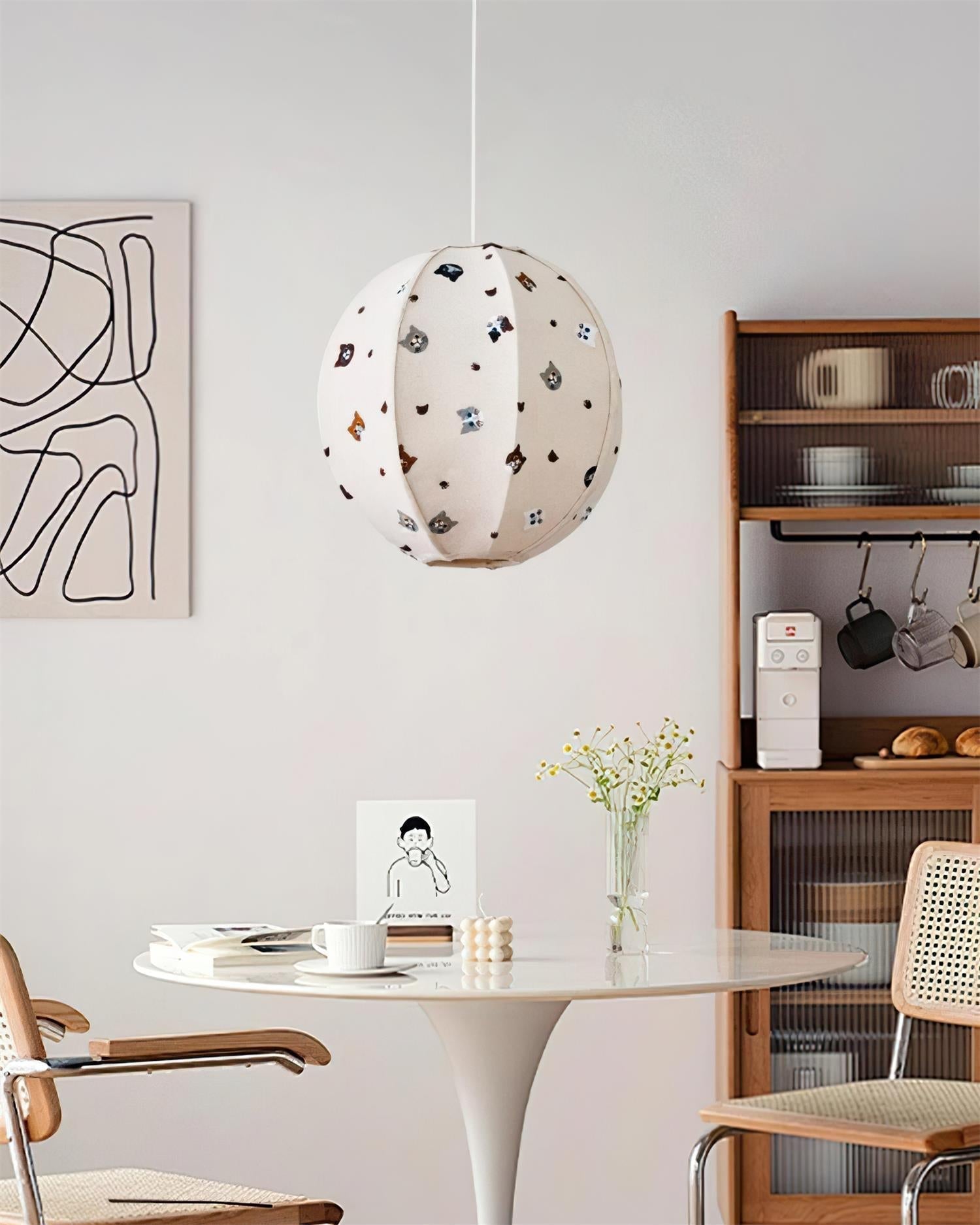 Jayne Suspension Lampe en Tissu Motif Chat Fantaisiste - Neutralighting