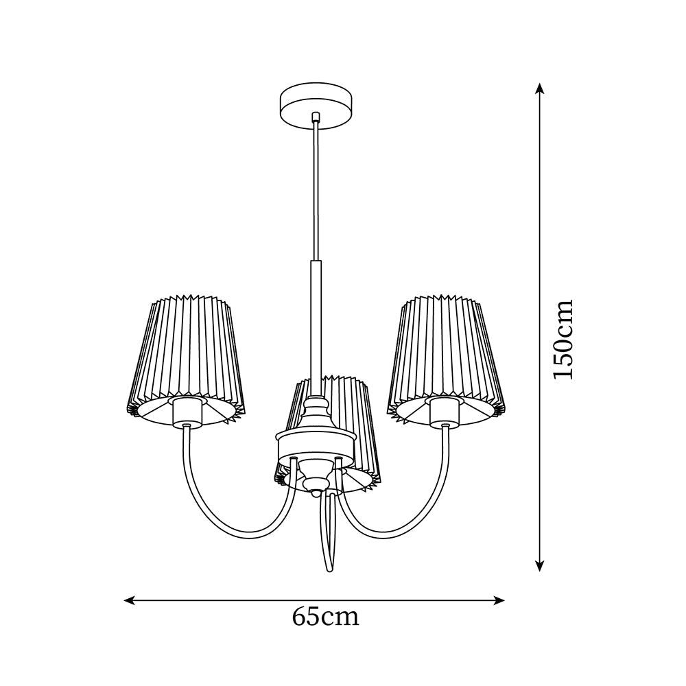Jeremiah Chandelier Pleated Fabric Shades Brass Wood - Letslighting