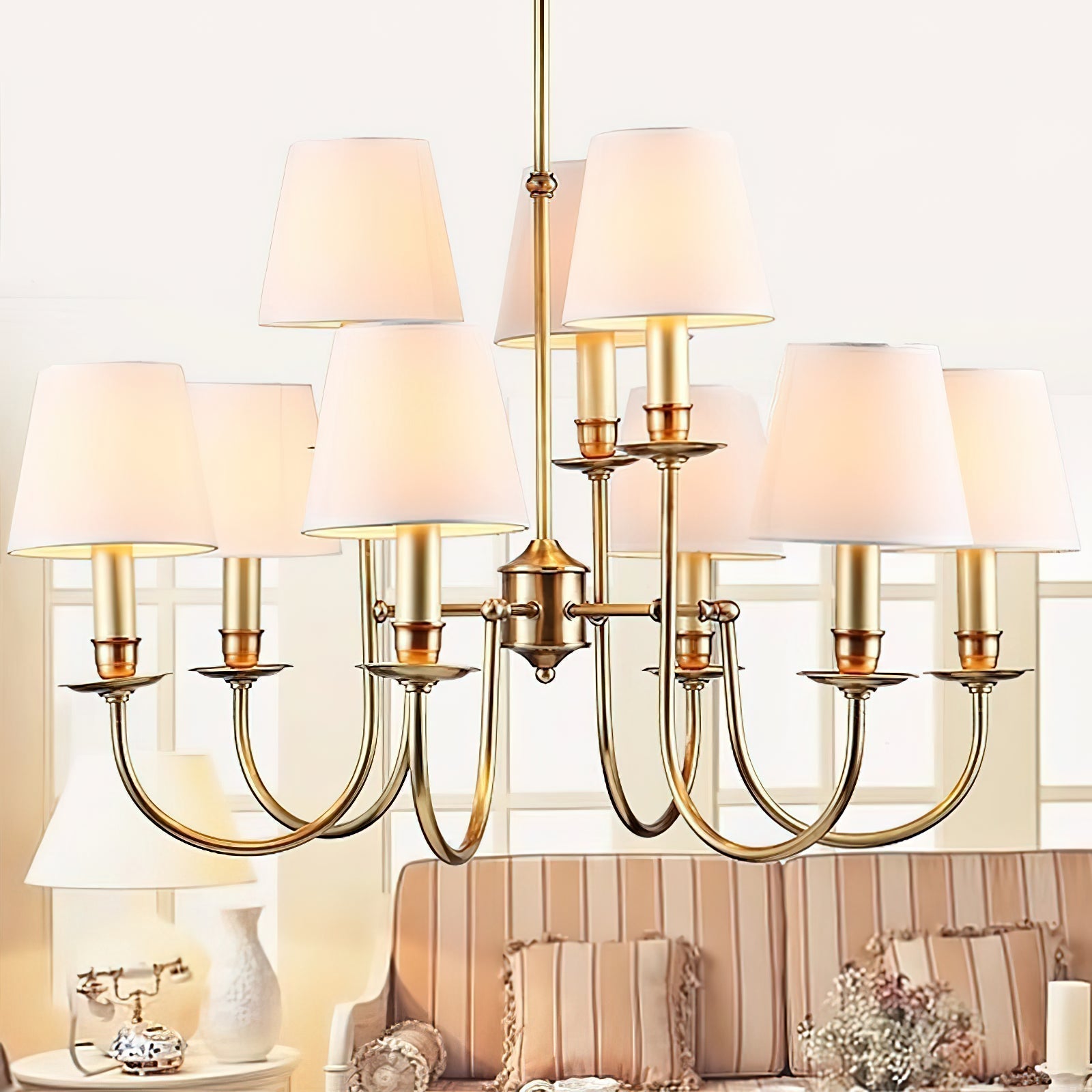 Vilorira Lustre Tissu Laiton Vintage - Neutralighting