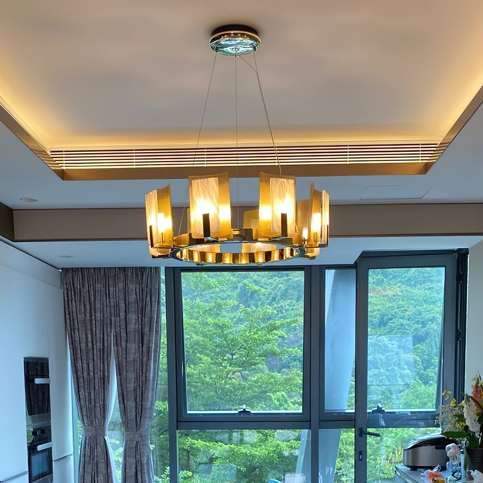 Nyraeila Lustre Métal Albâtre Rond Luxe Postmoderne - Neutralighting