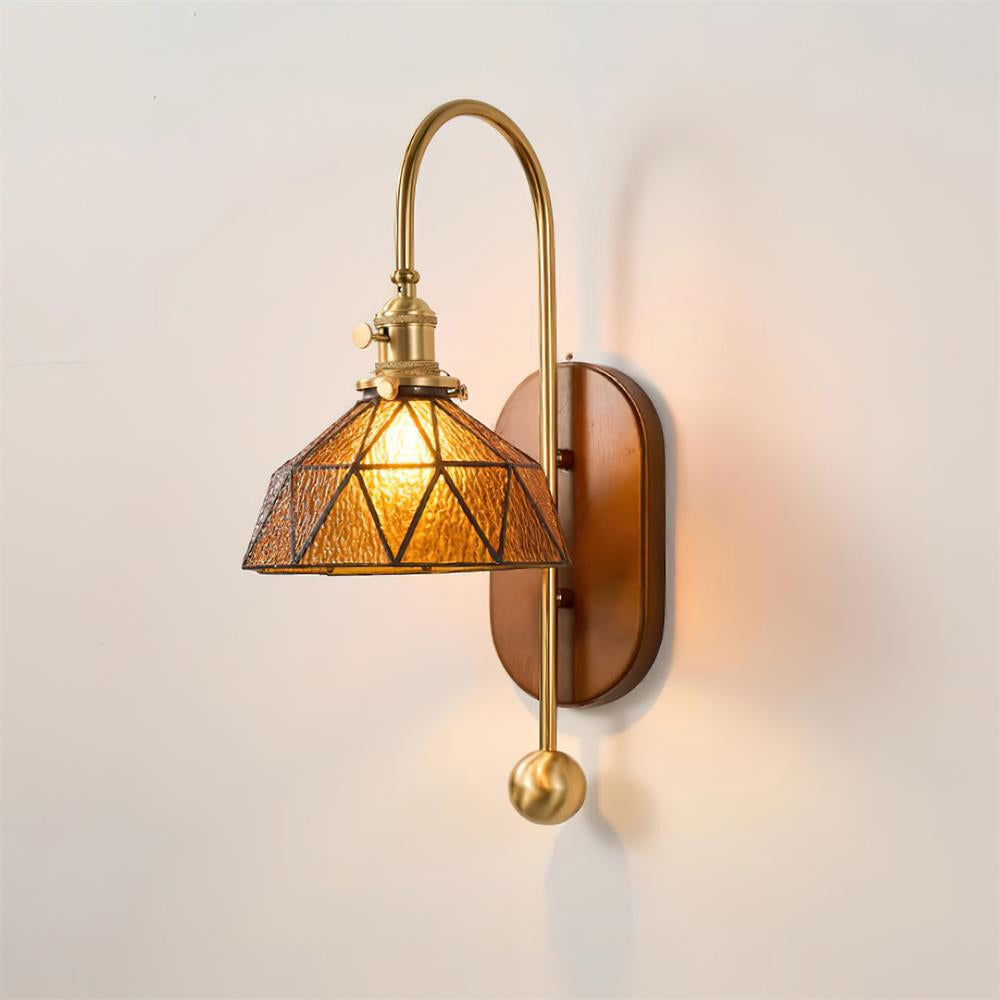 Vireoce Applique murale et globe en verre lisse avec plaque arrière en bois - Neutralighting