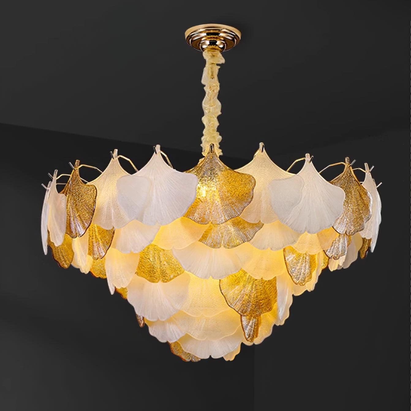 Fionel Lustre Feuilles en Verre Ambre et Blanc - Neutralighting