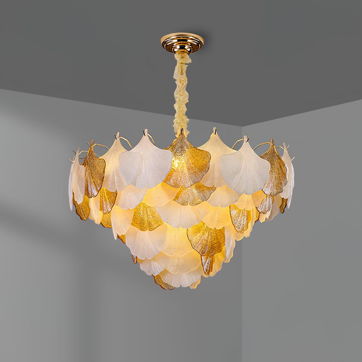 Fionel Lustre Feuilles en Verre Ambre et Blanc - Neutralighting