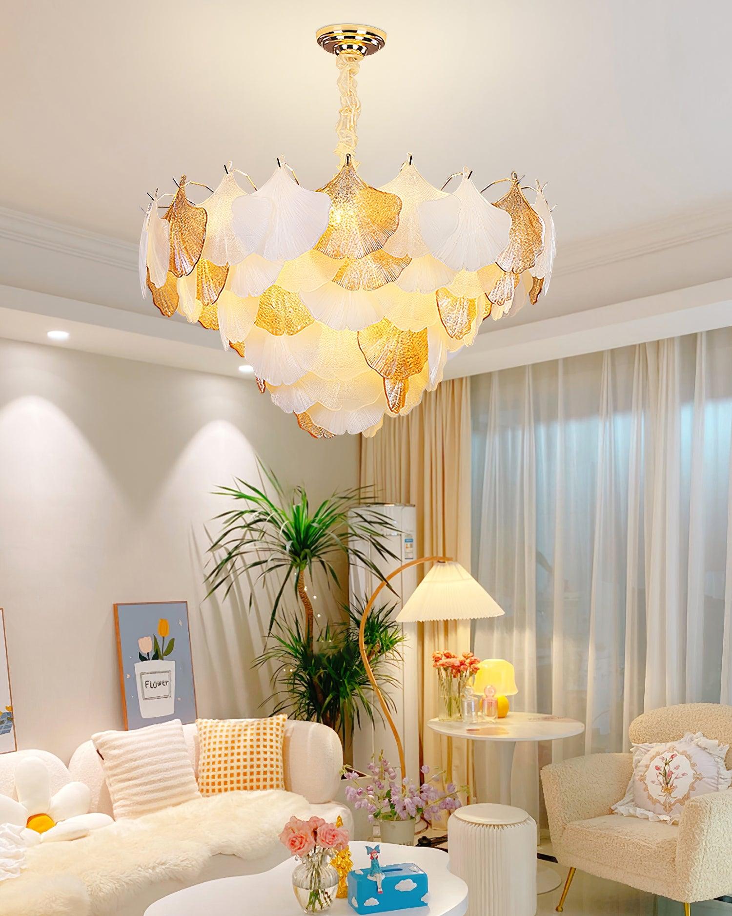 Fionel Lustre Feuilles en Verre Ambre et Blanc - Neutralighting
