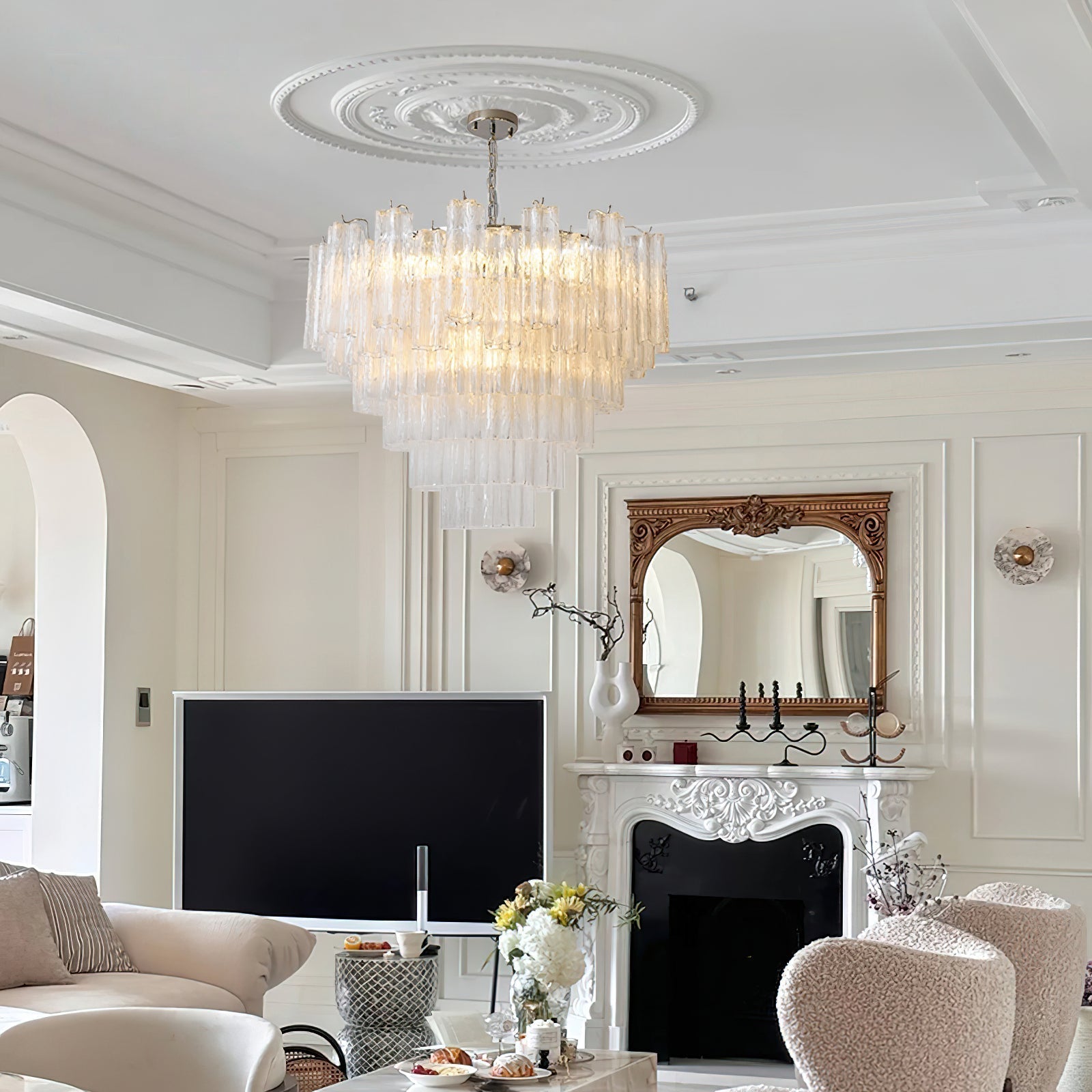 Kamenicky Lustre Cascades de Verre en Niveaux - Neutralighting