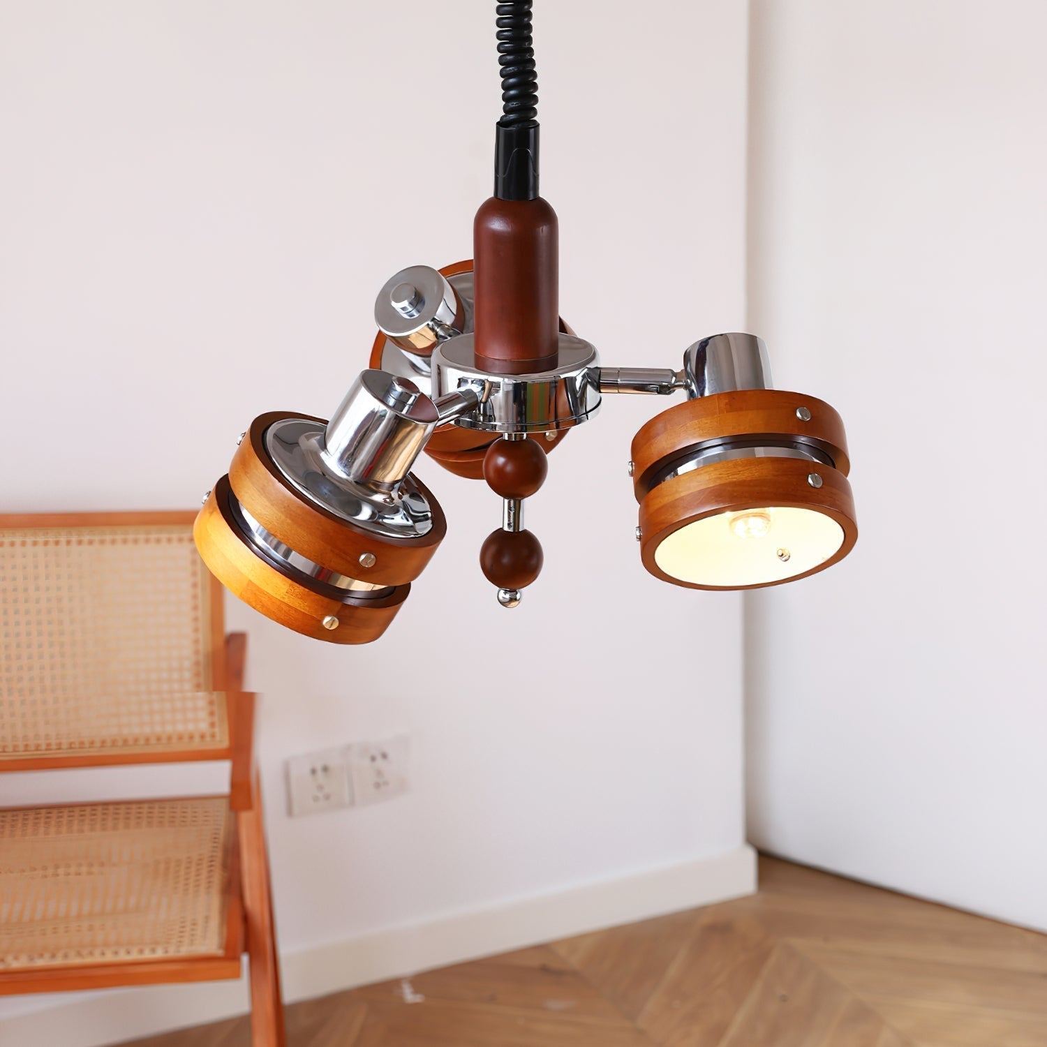 Karry Chandelier Wooden Bands Clear Shades - Letslighting