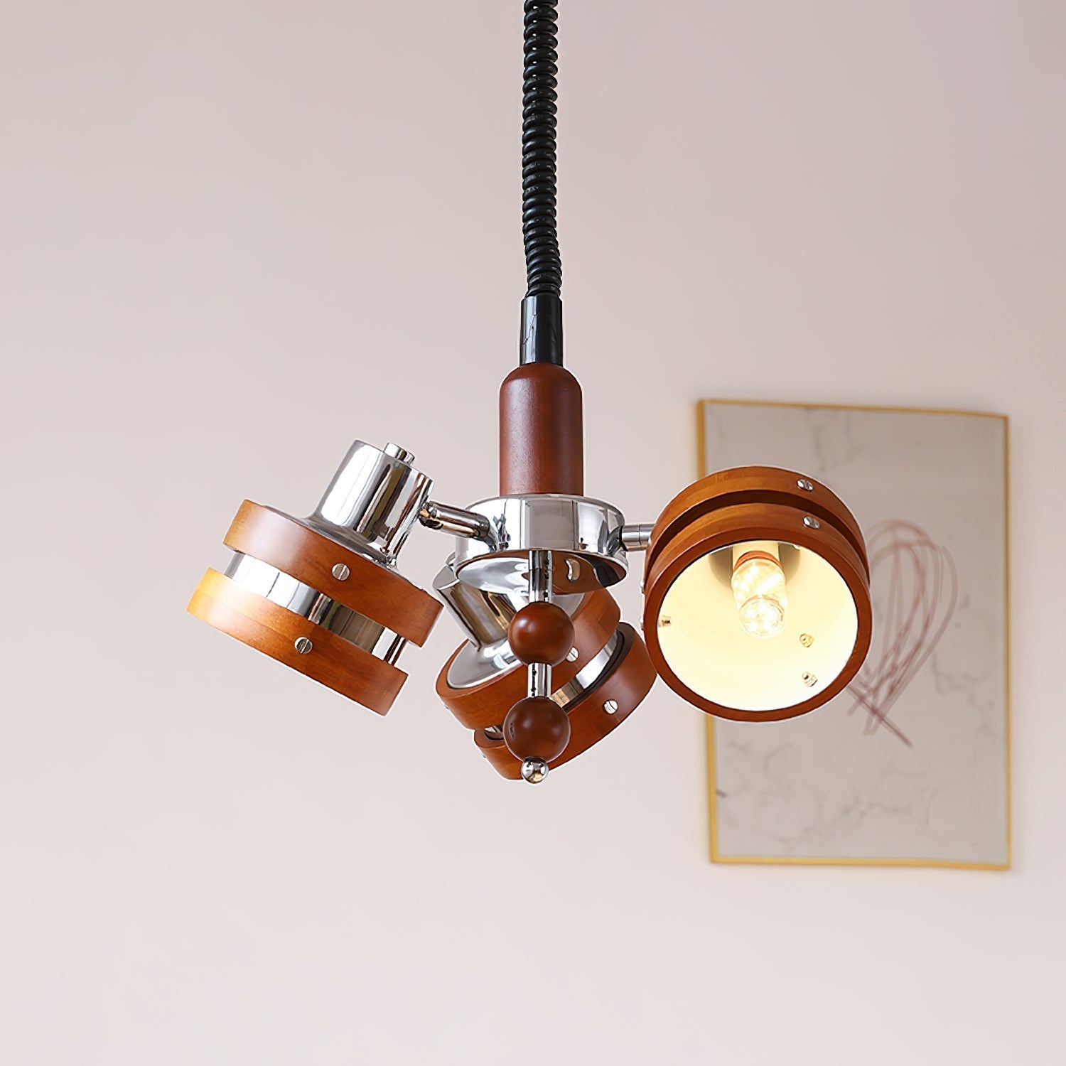 Karry Chandelier Wooden Bands Clear Shades - Letslighting