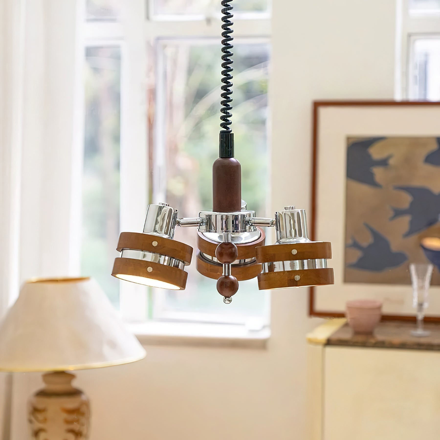 Karry Chandelier Wooden Bands Clear Shades - Letslighting