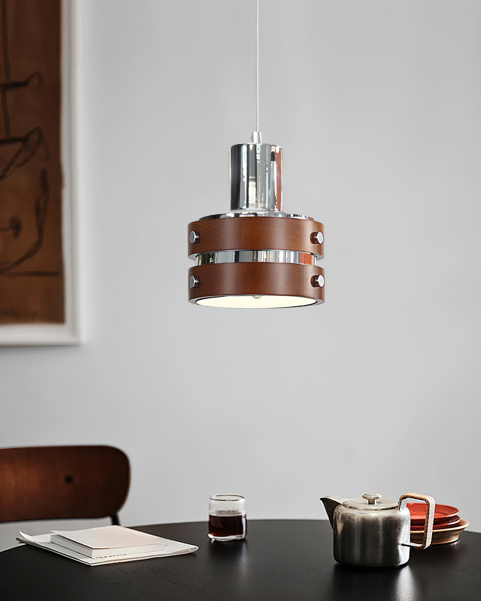 Karry Pendant Lamp Chrome Wood - Letslighting