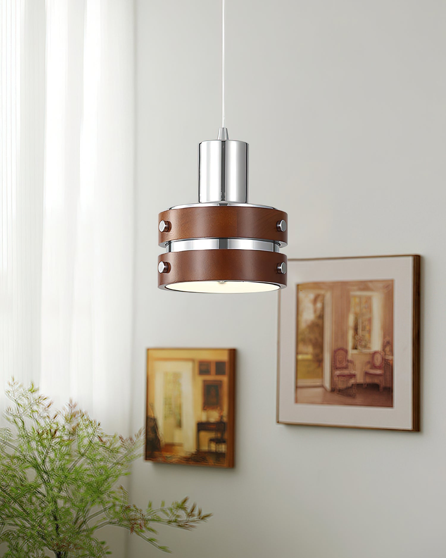 Karry Pendant Lamp Chrome Wood - Letslighting