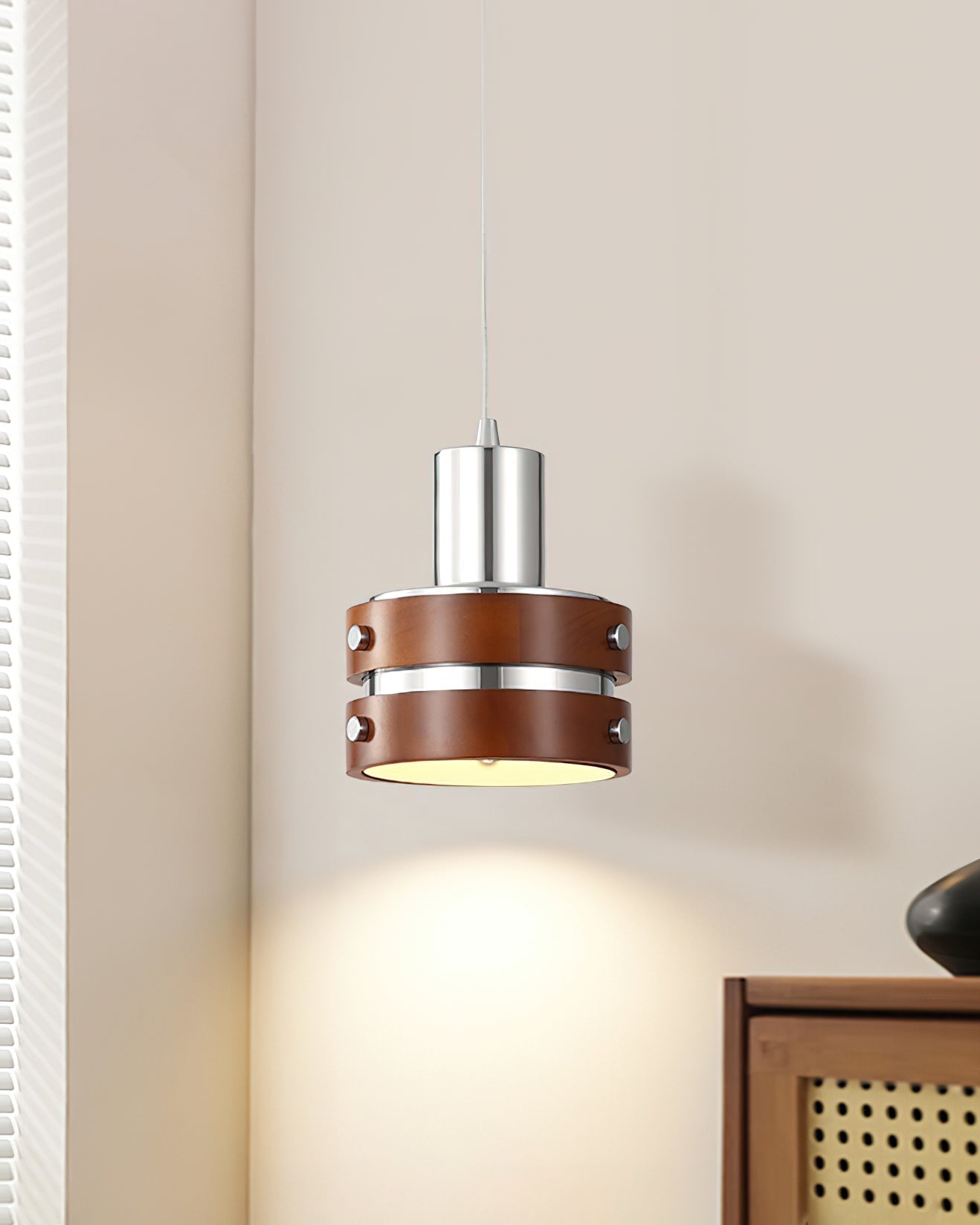 Karry Pendant Lamp Chrome Wood - Letslighting