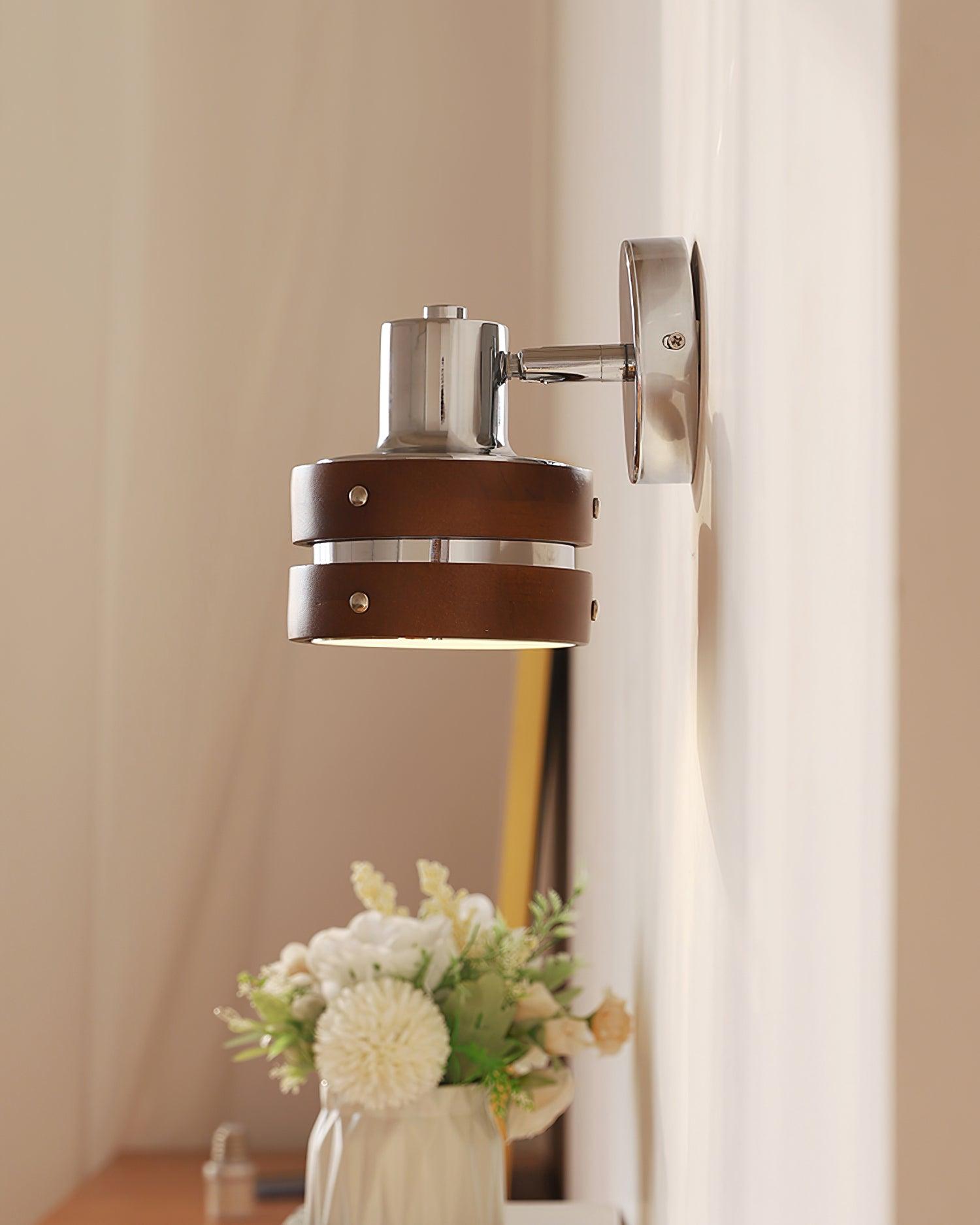 Wall Lamp & Wood Barrel Shade Adjustable Warm Glow - Letslighting
