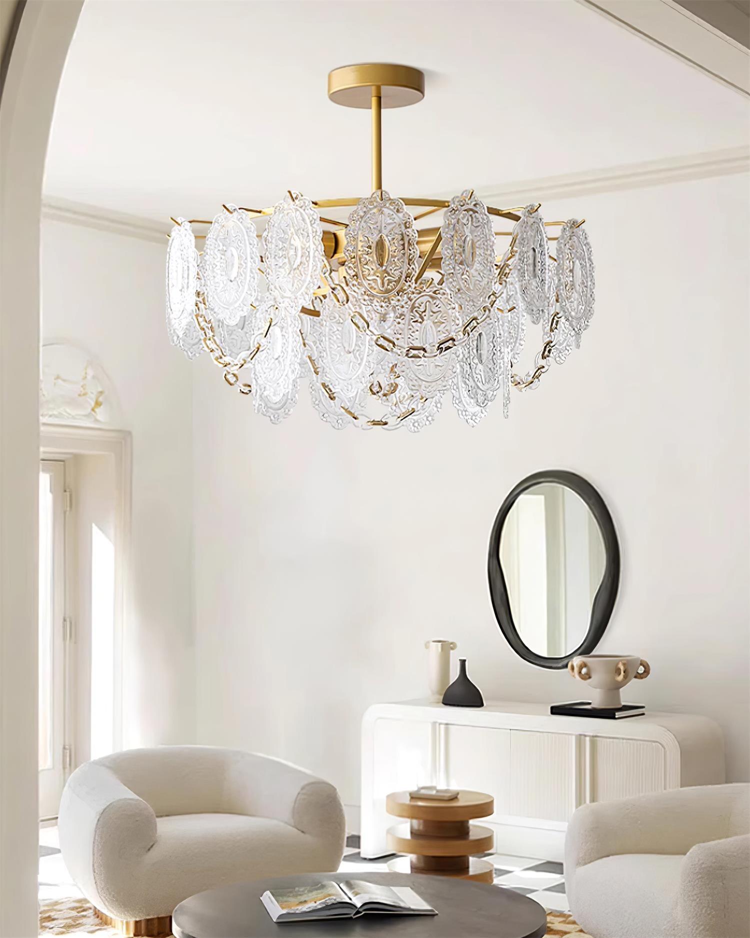 Katia Lustre Cascades de Cristal Verre Or - Neutralighting