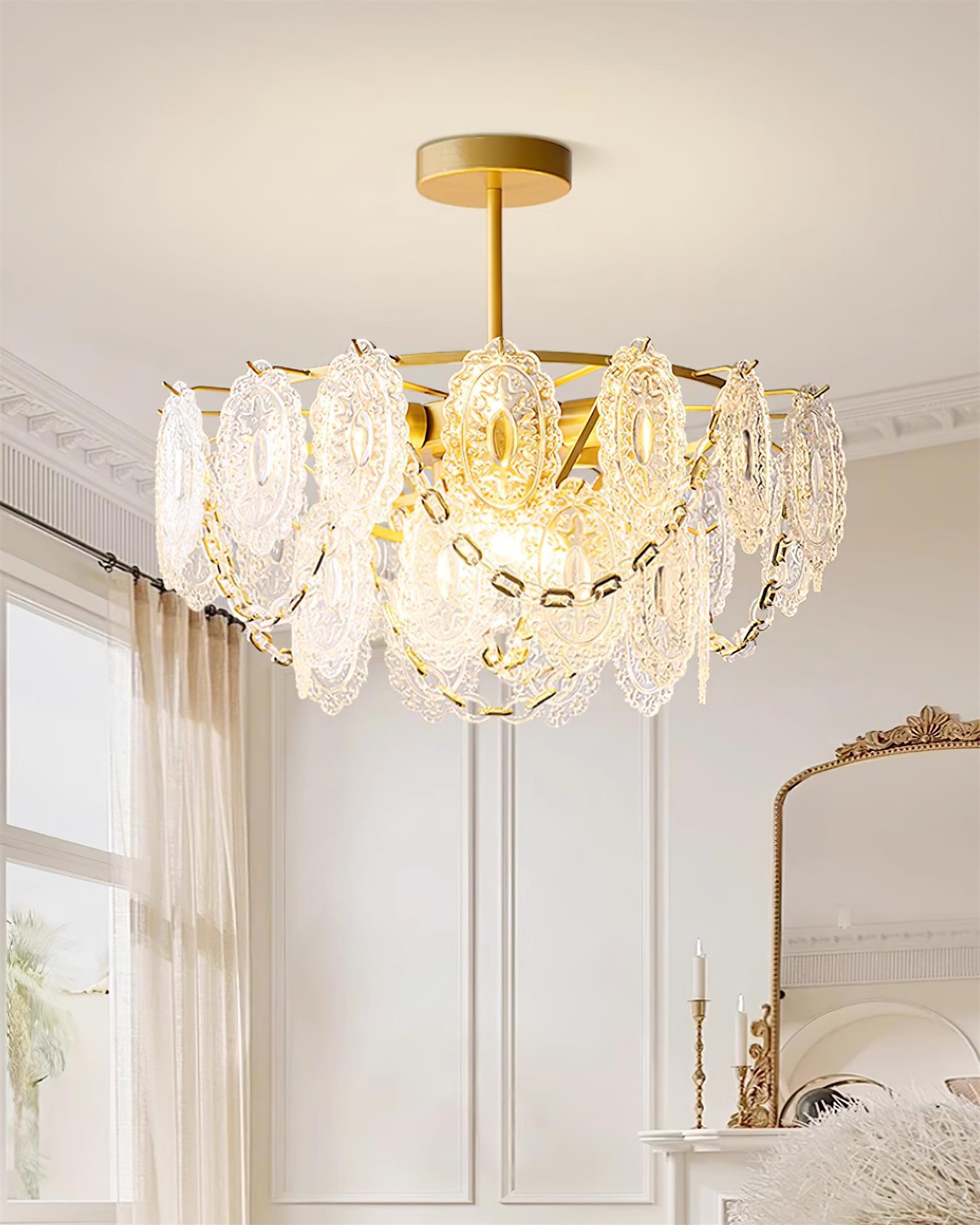 Katia Lustre Cascades de Cristal Verre Or - Neutralighting