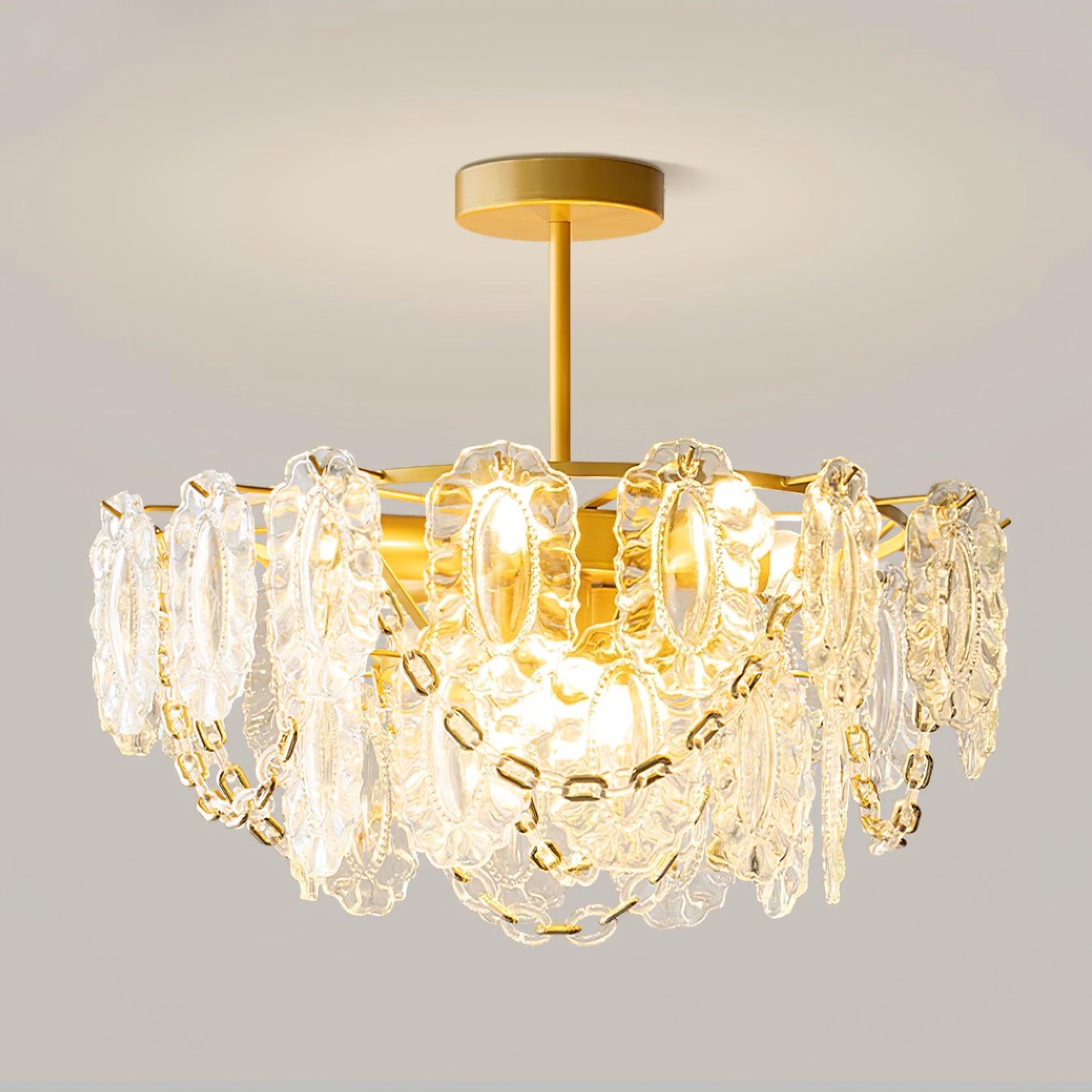 Katia Lustre Cascades de Cristal Verre Or - Neutralighting